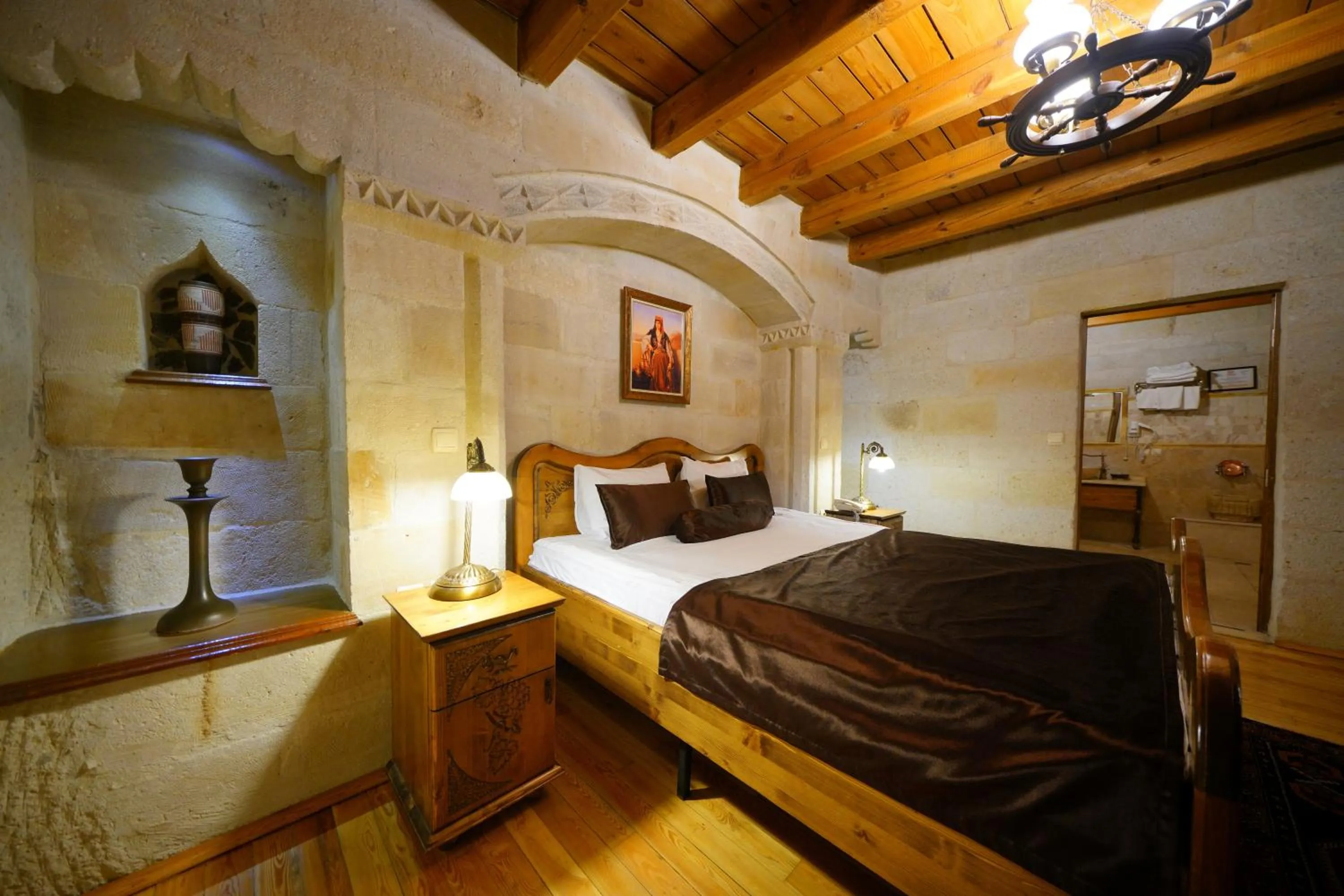 Bed in Harman Cave Hotel