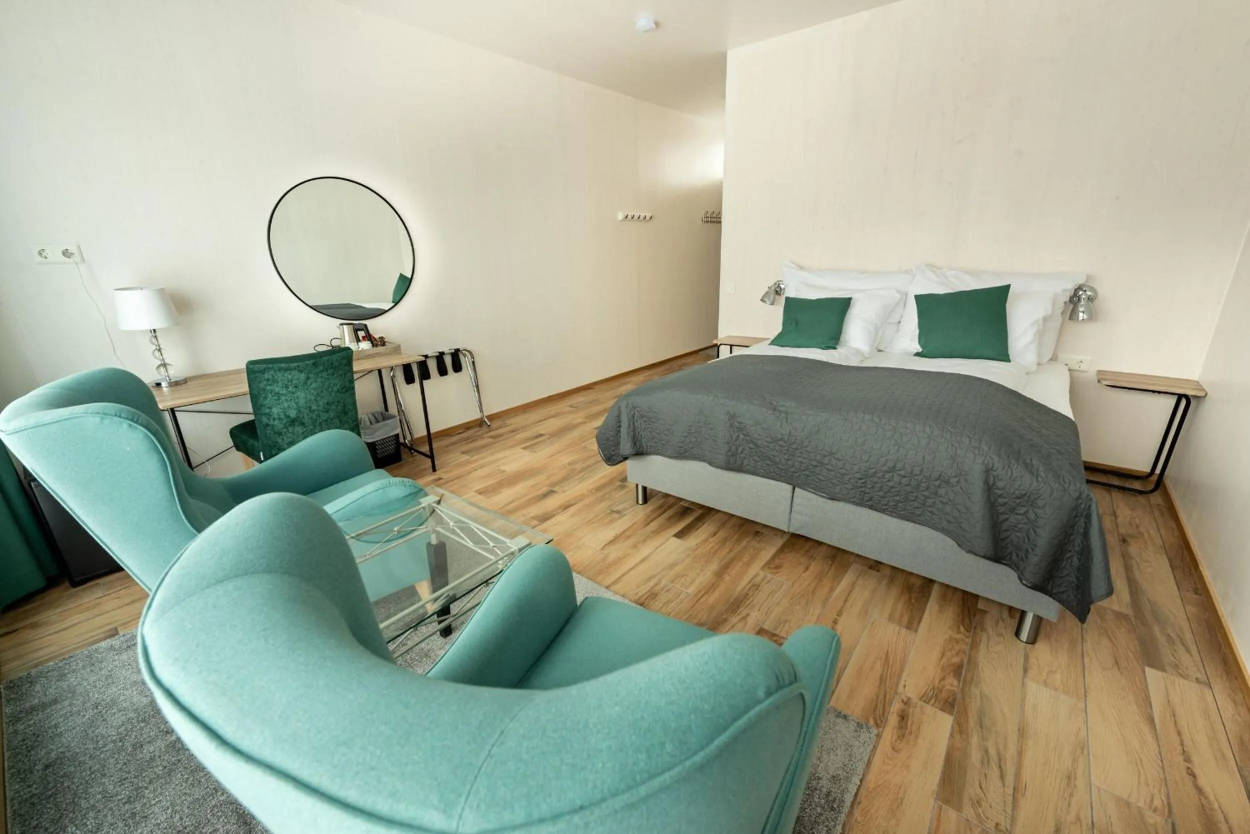 Bed in Arctic Panorama Lodge