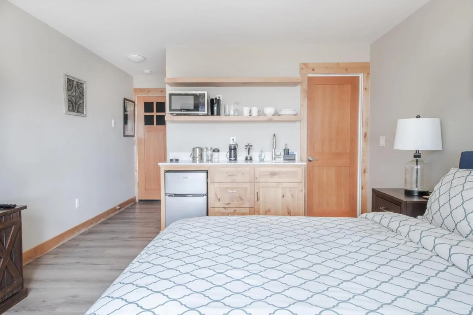 Bed in Lakeside Hotel room #6 in Kings Beach