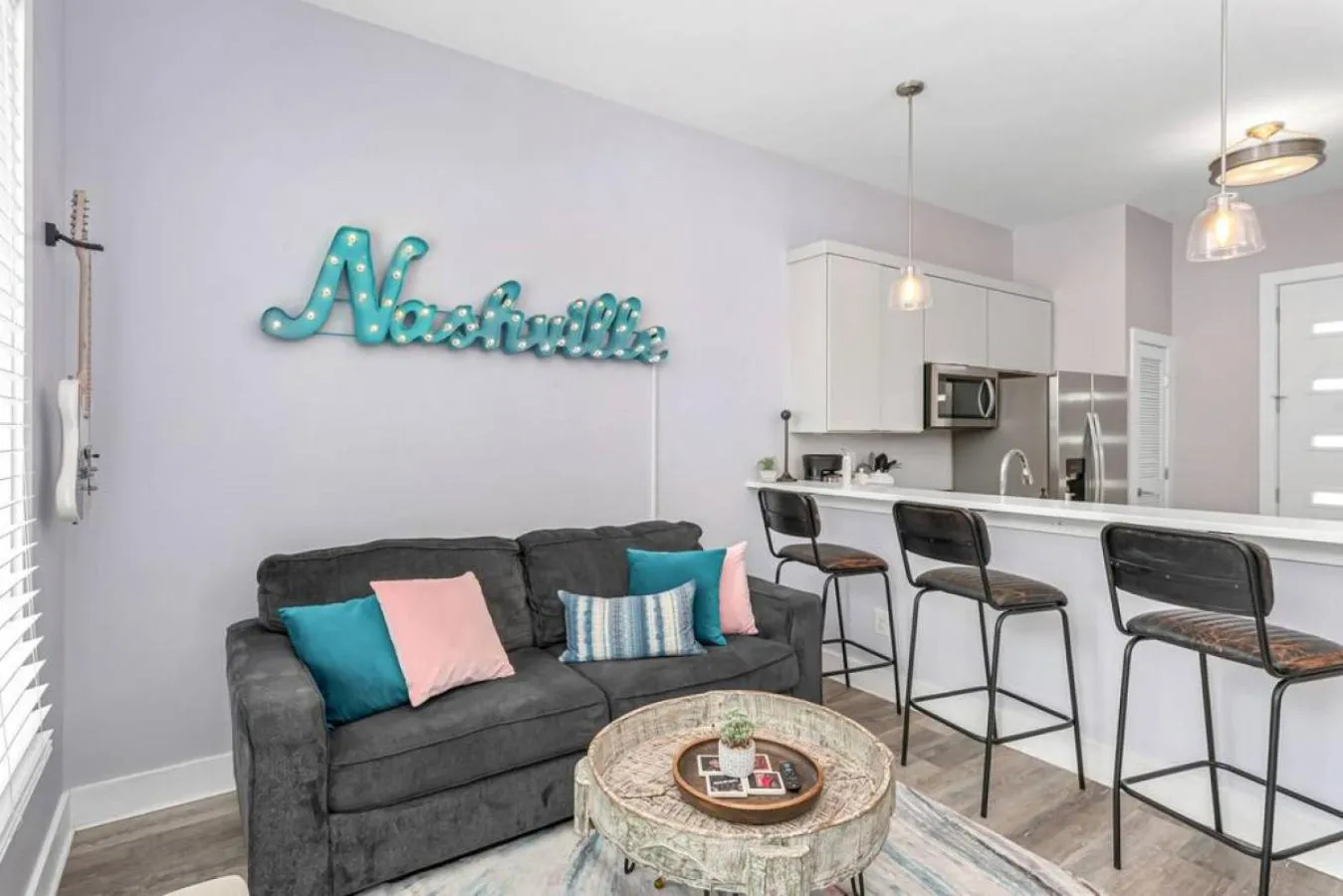 Living room in 1st Floor Condo No Steps - 2 miles to Downtown