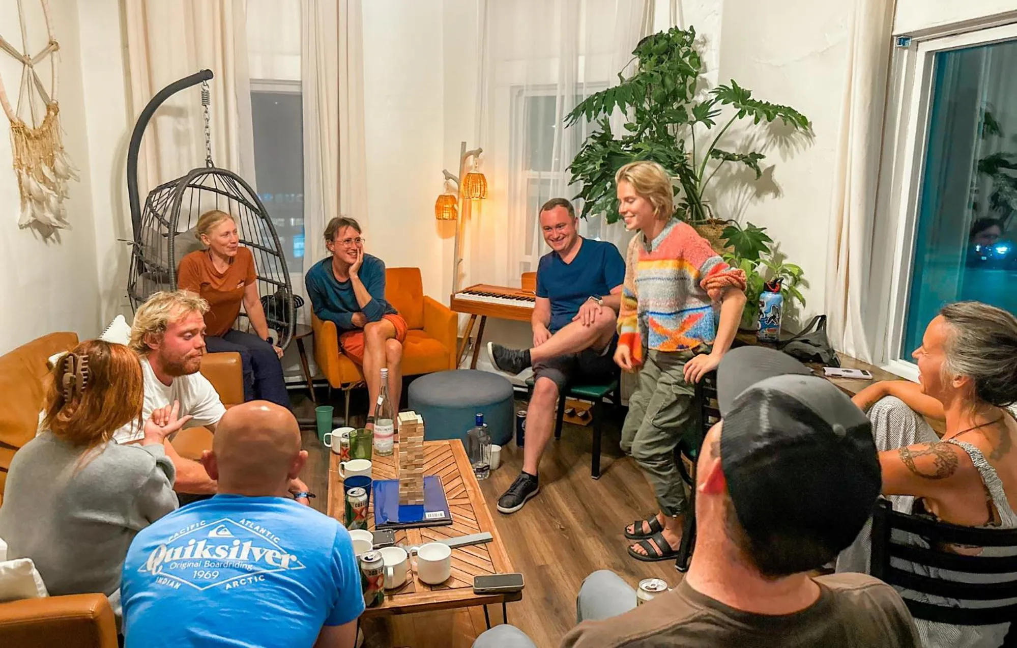 group of guests in ITH San Diego Mission Beach Backpacker Hostel