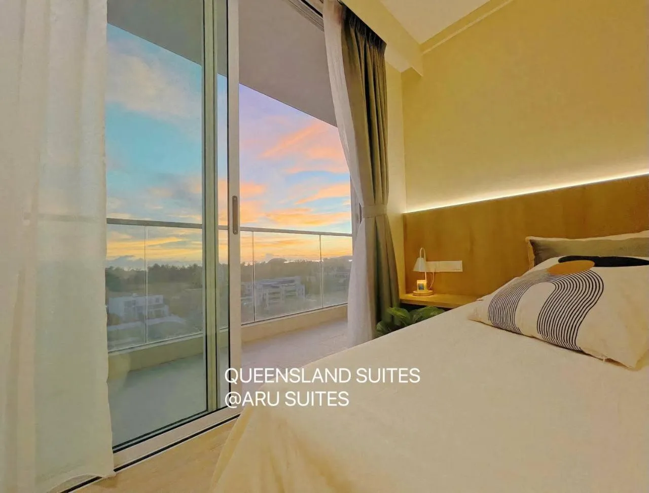 Sunset, Bed in QUEENSLAND SUITES at Aru Suites, Kota Kinabalu