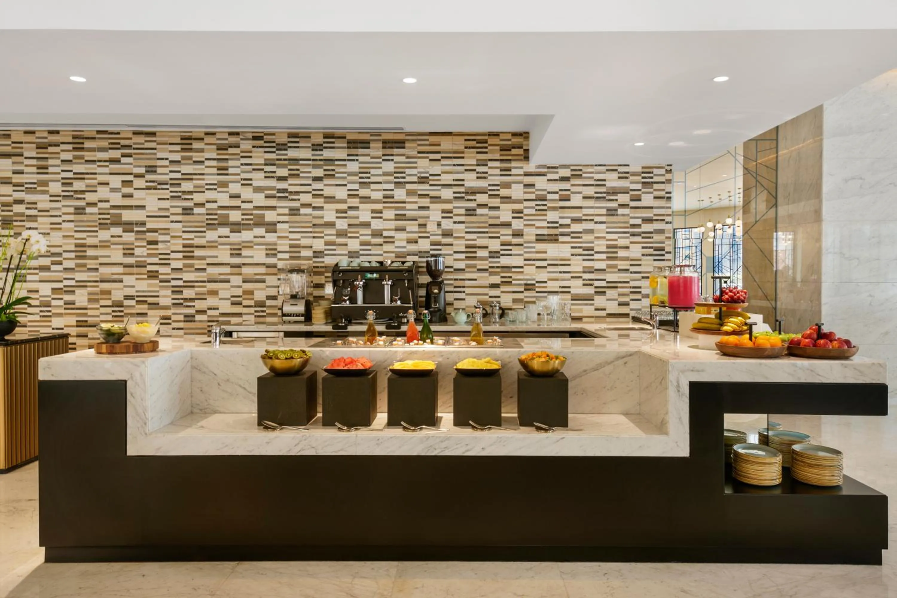 Buffet breakfast in Wyndham Grand Doha West Bay Beach