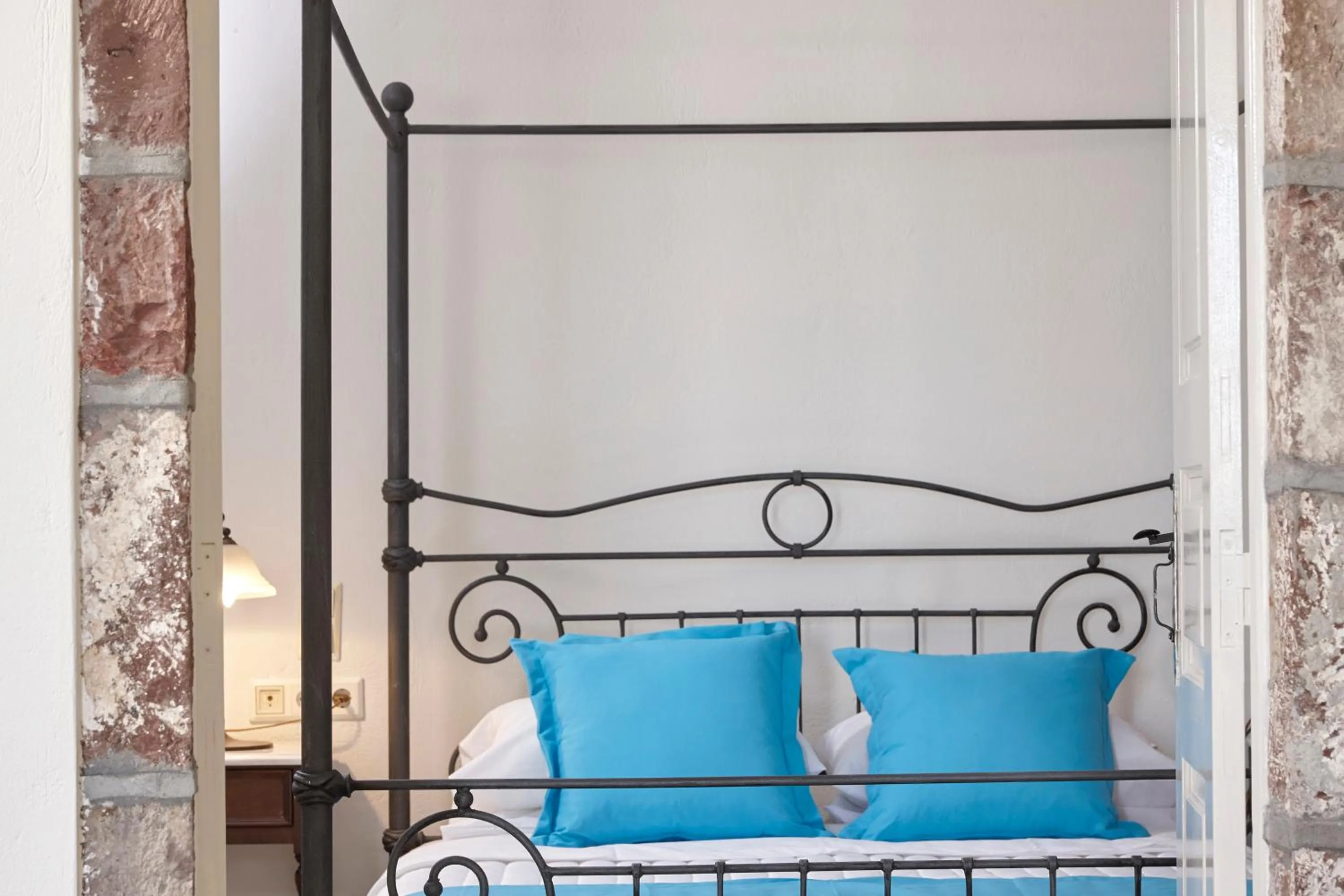 Bathroom, Bed in Terra Blue Santorini