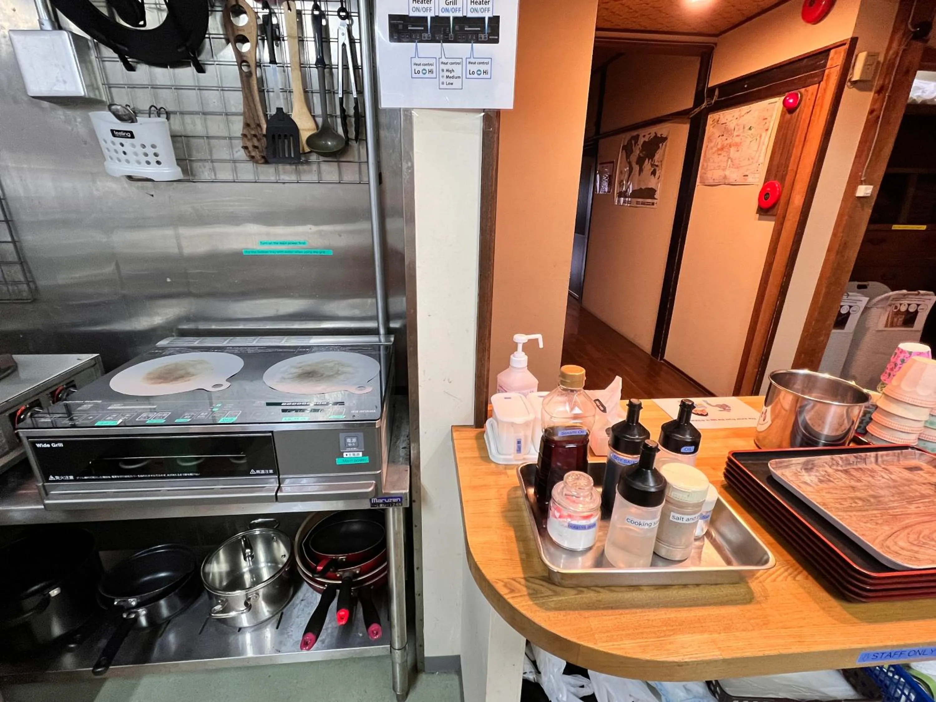 Communal kitchen in Hostel Murasaki