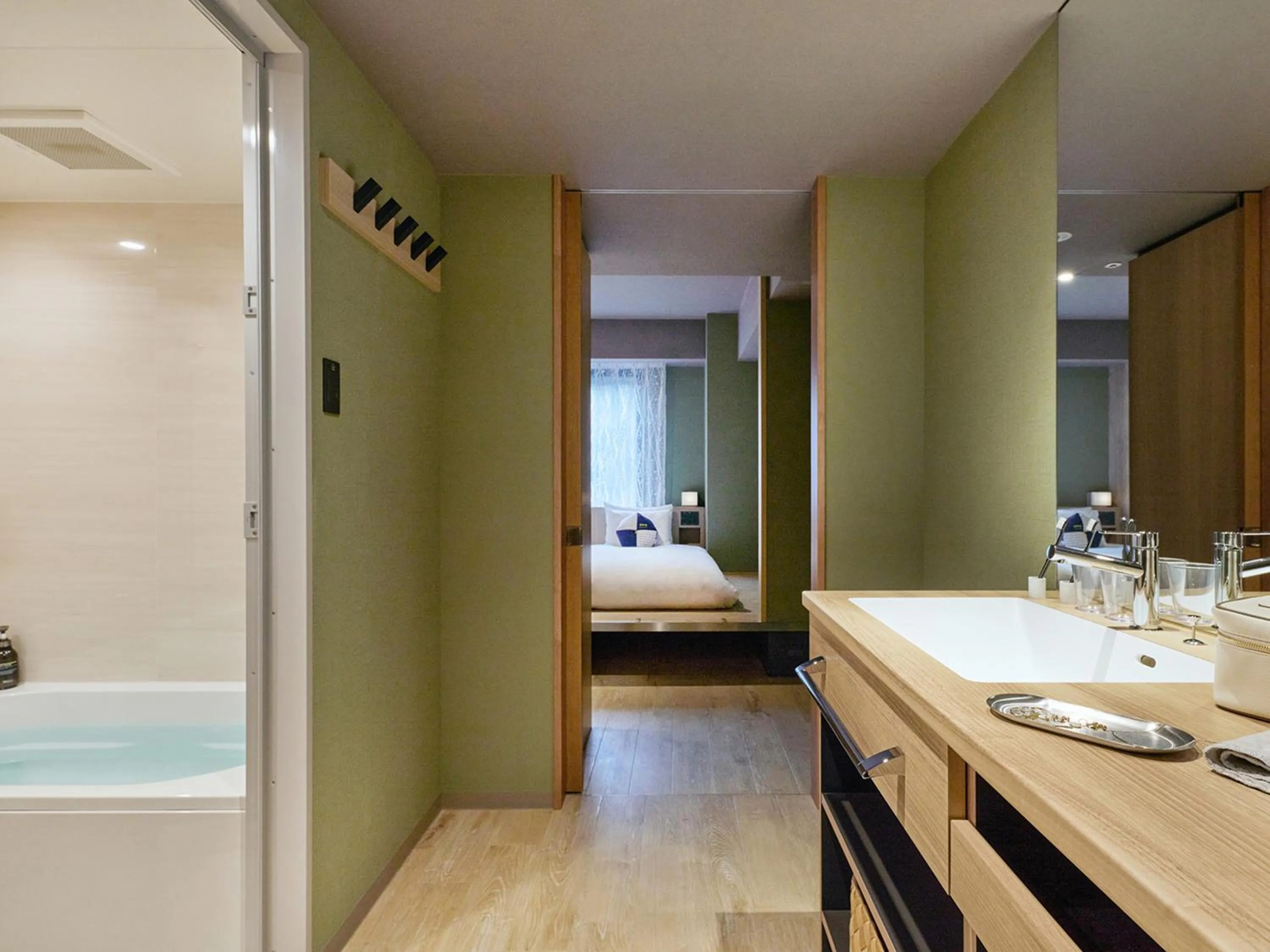 Bathroom, Bed in OMO5 Kanazawa Katamachi by Hoshino Resorts