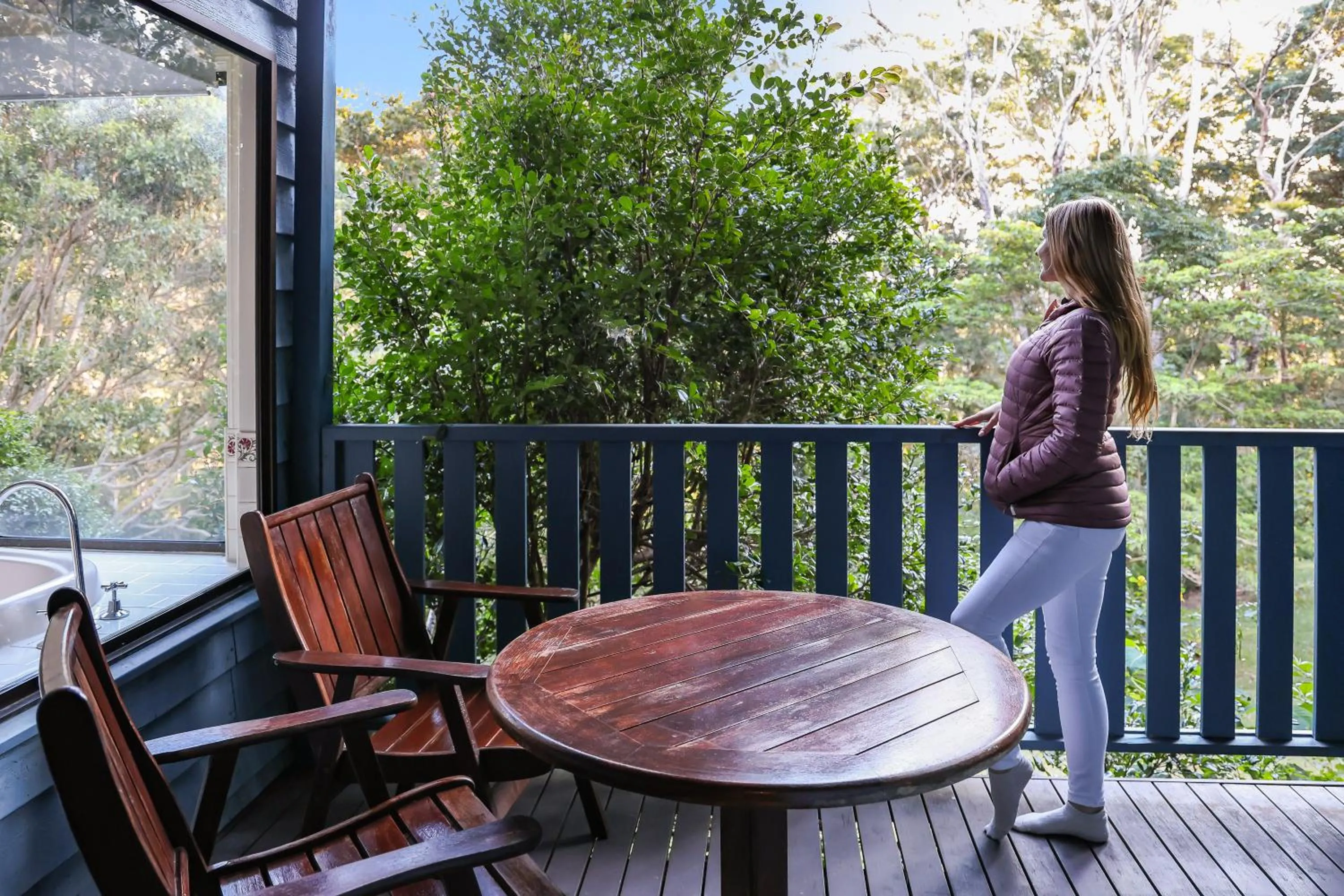 Balcony/Terrace in Montville Country Cabins