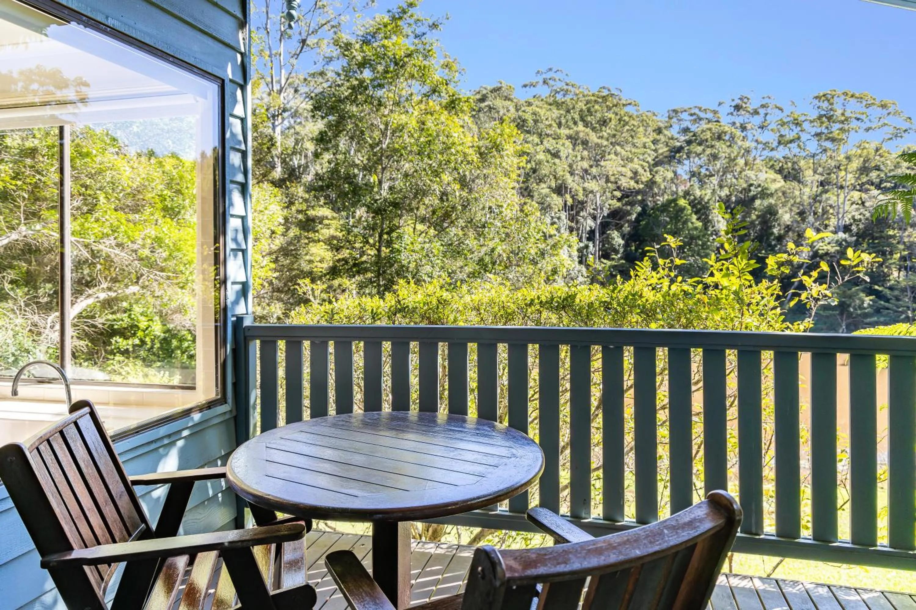 Patio in Montville Country Cabins