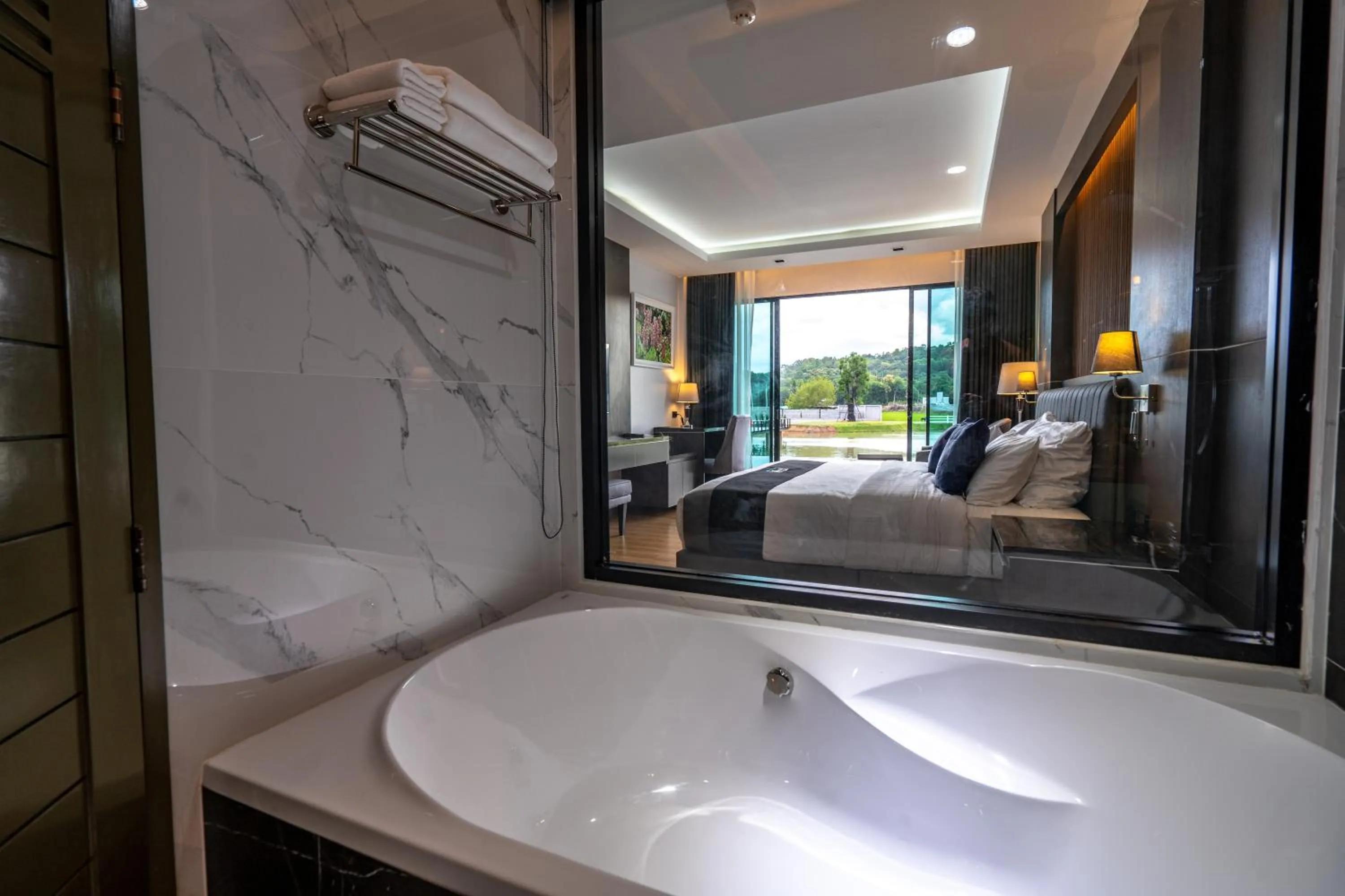 Bathroom, Bed in Pim Pool Villa Nan