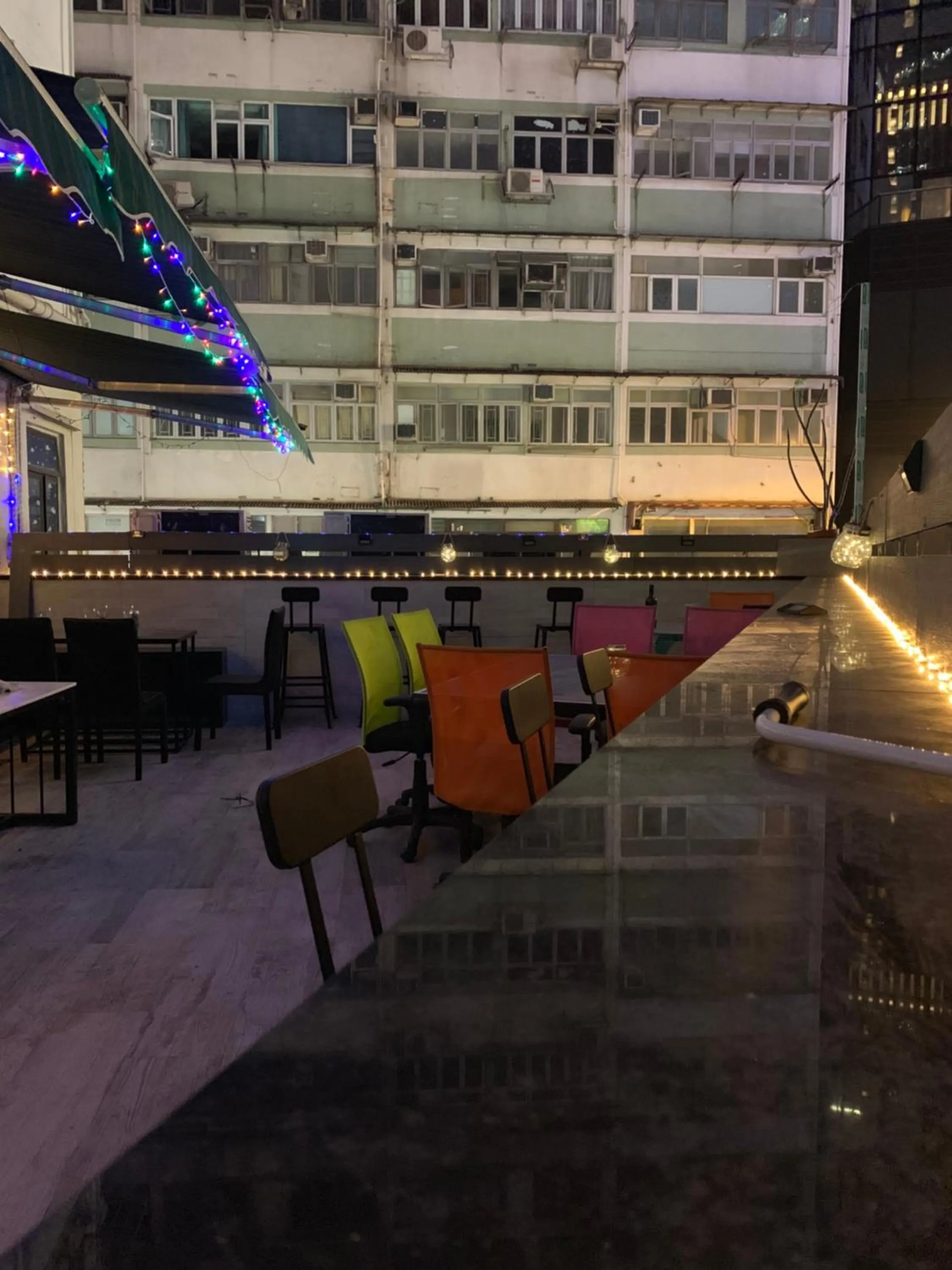 Patio in Sleep Cubee Hostel