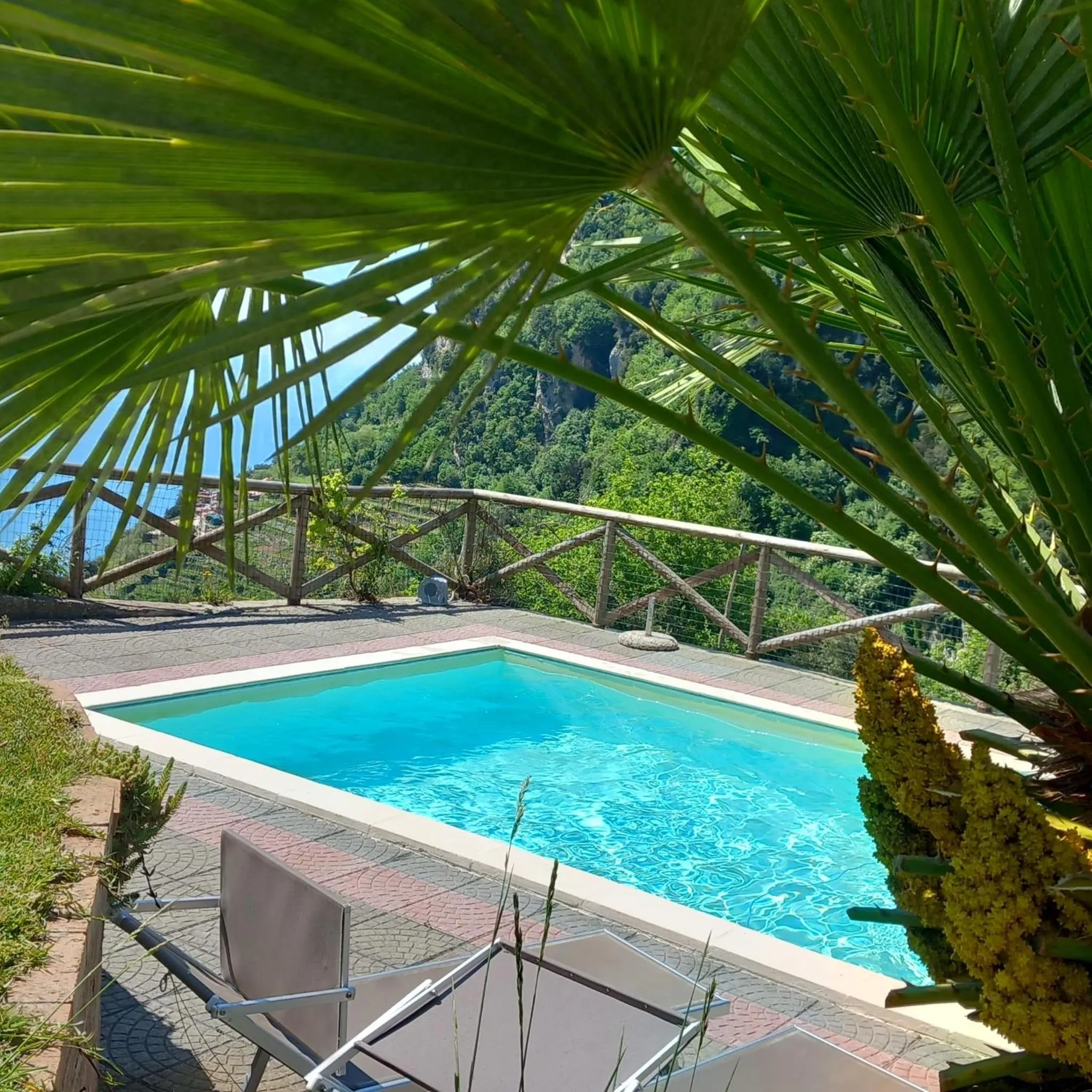 Pool view in La Cicogna