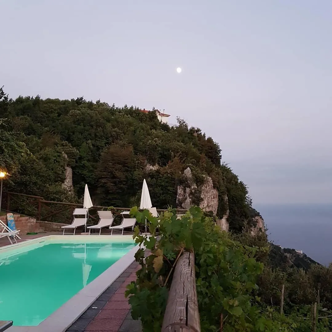 Pool view in La Cicogna