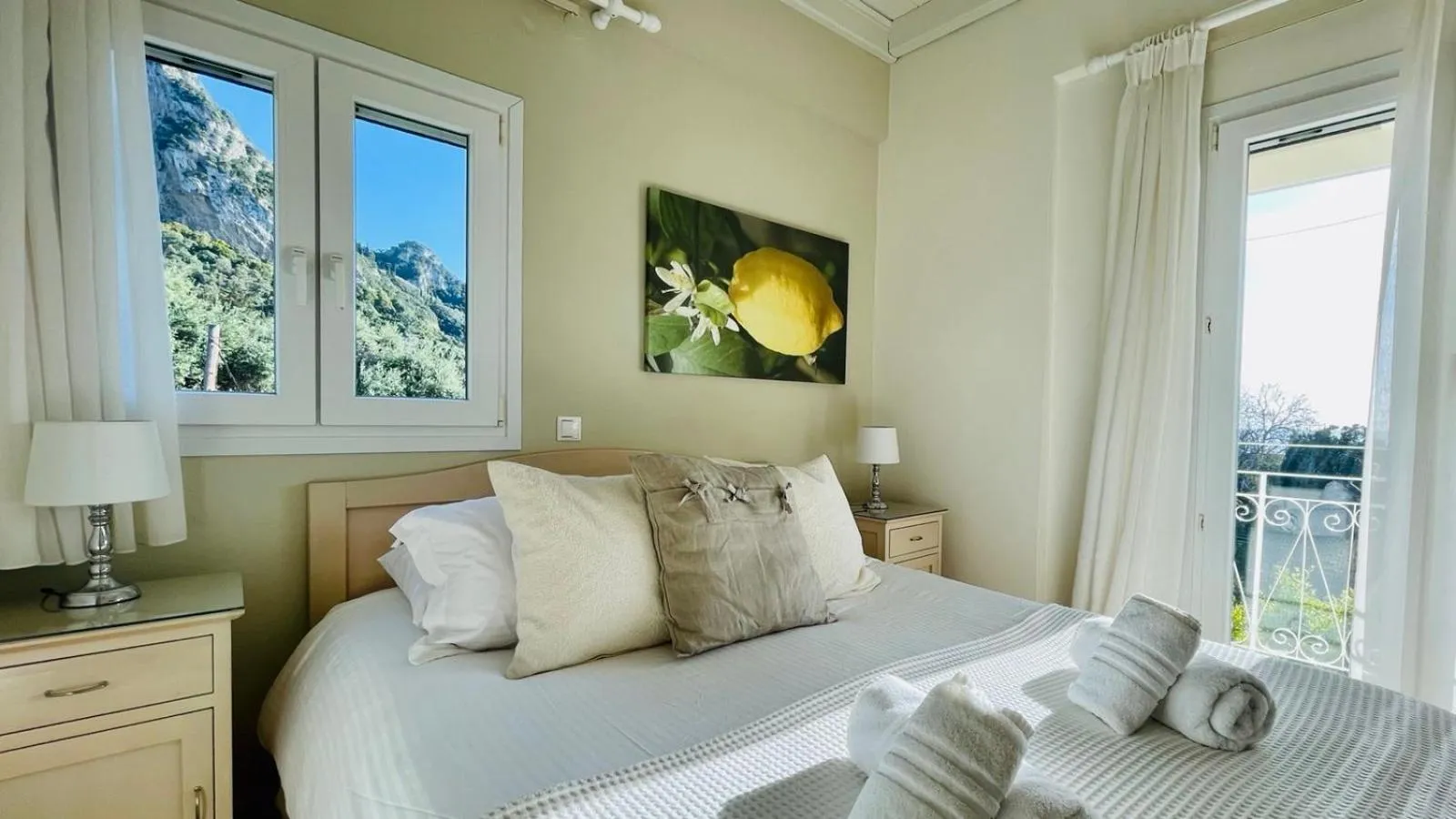 View (from property/room), Bed in Sebastian's - Agios Gordios Beach