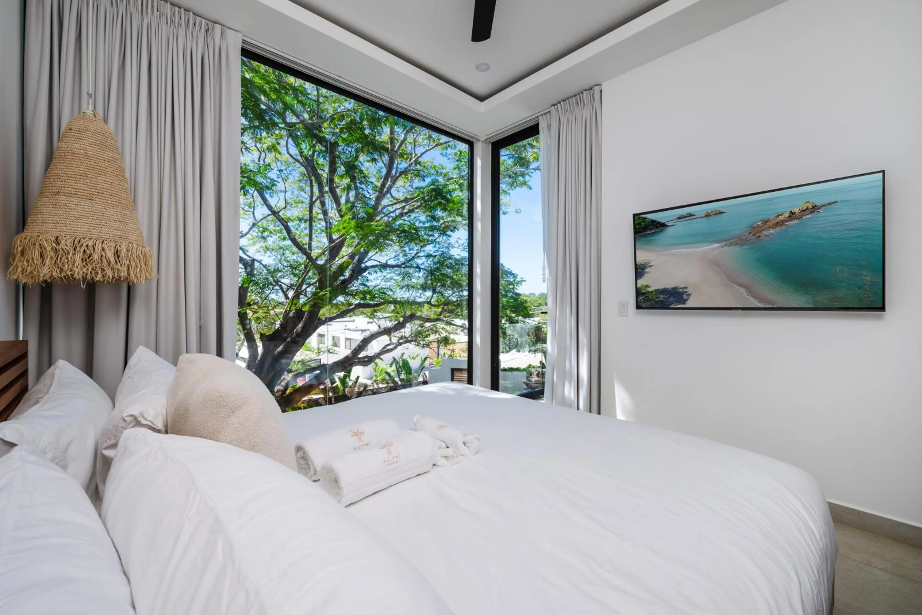 Bed in mVillas Luxury Villas with Beach Club Access & Sauna