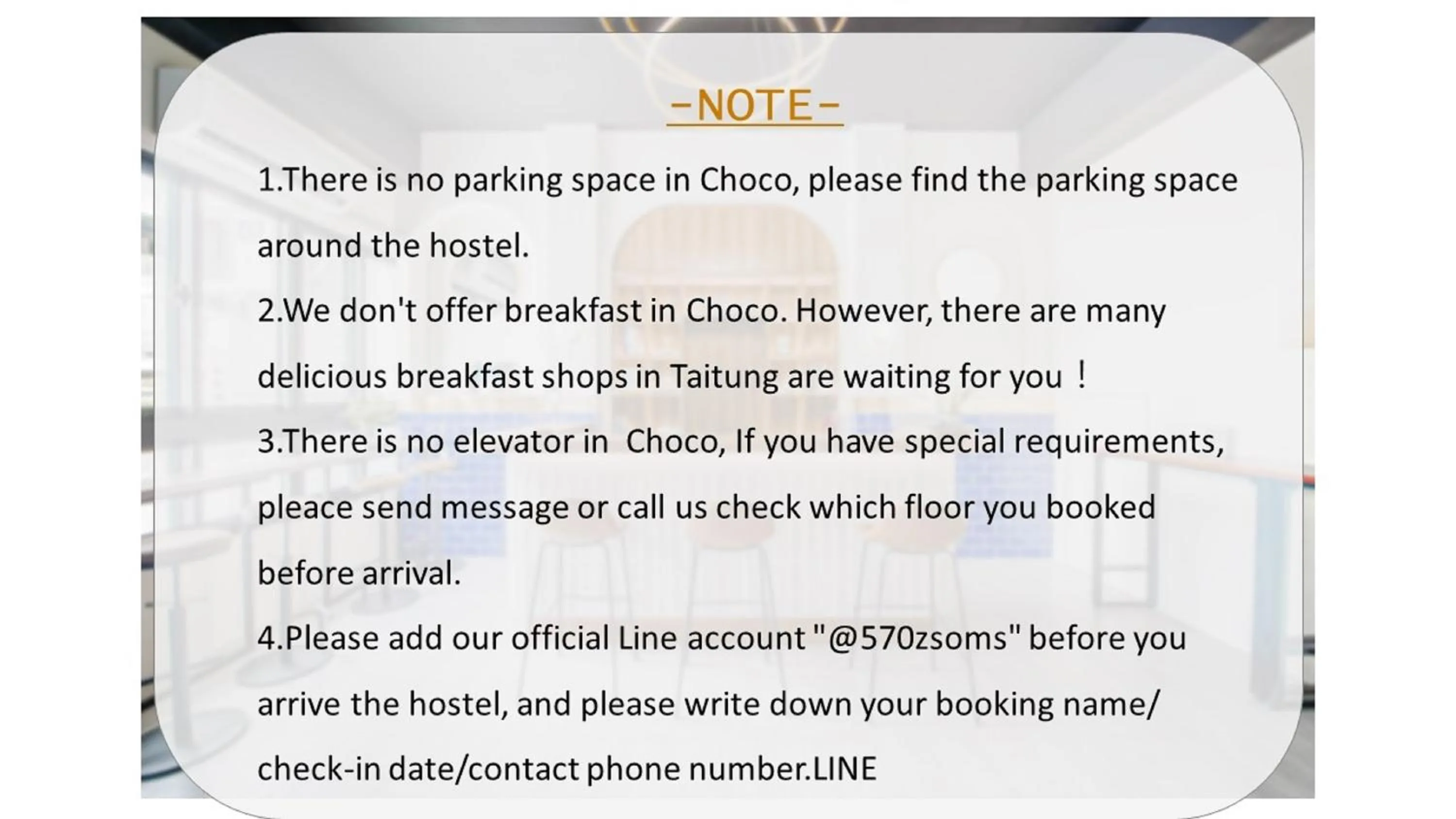 Off site in Choco Style Inn