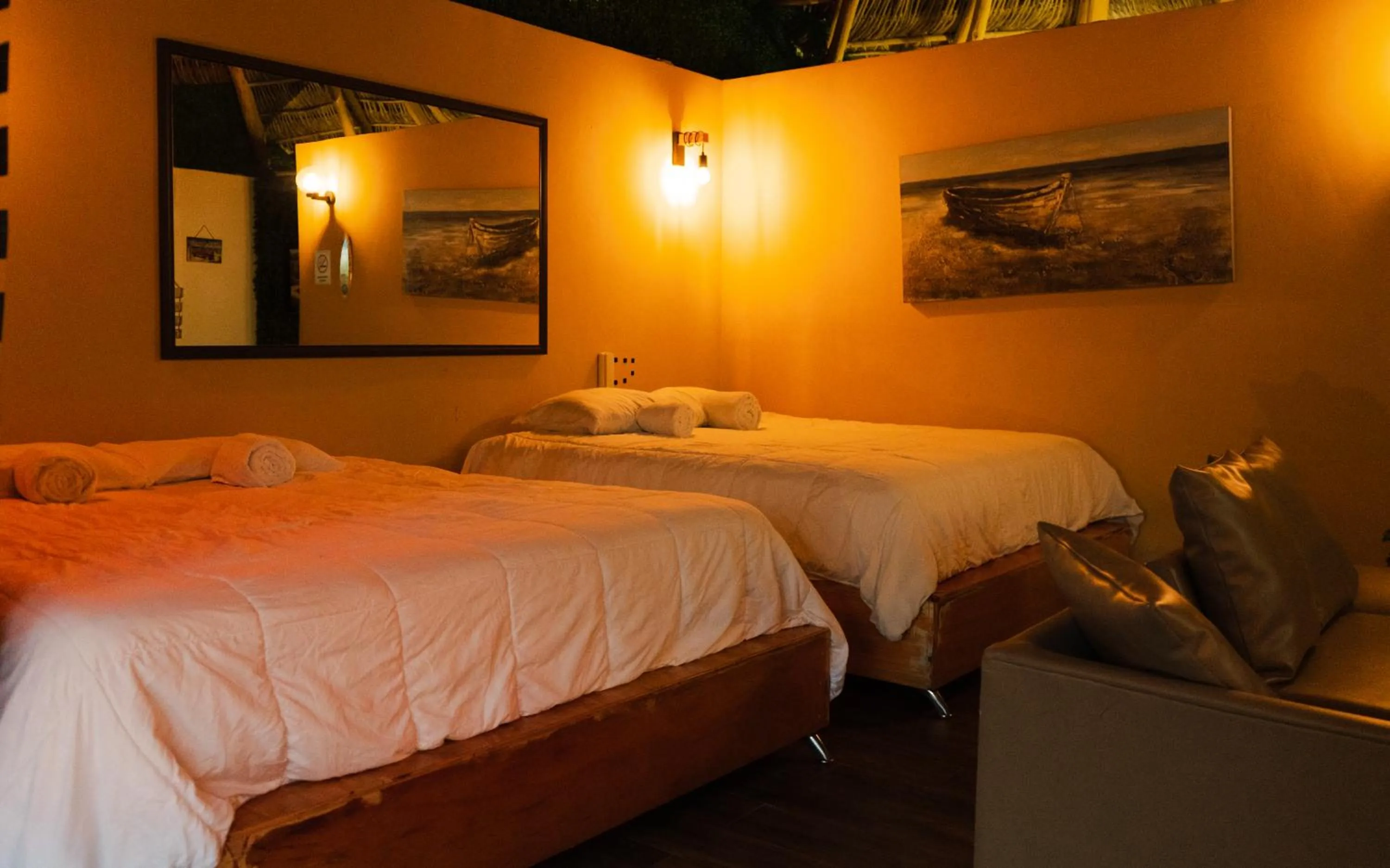 Bed in Palm Valley Cabins