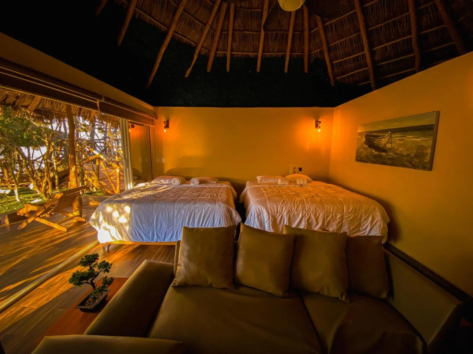 Bed in Palm Valley Cabins