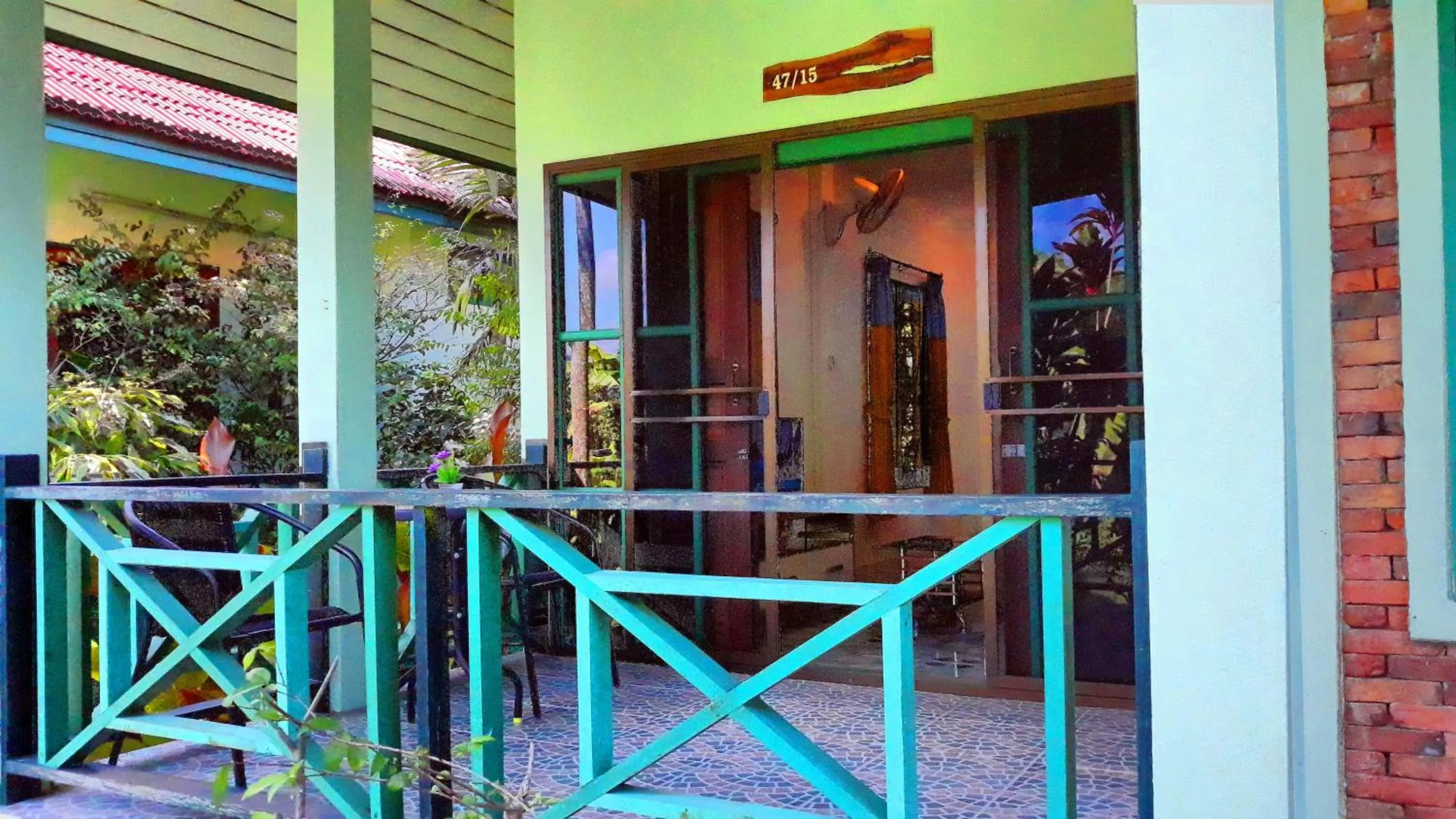 Balcony/Terrace in Swiss Chalet Garden, Pool Resort