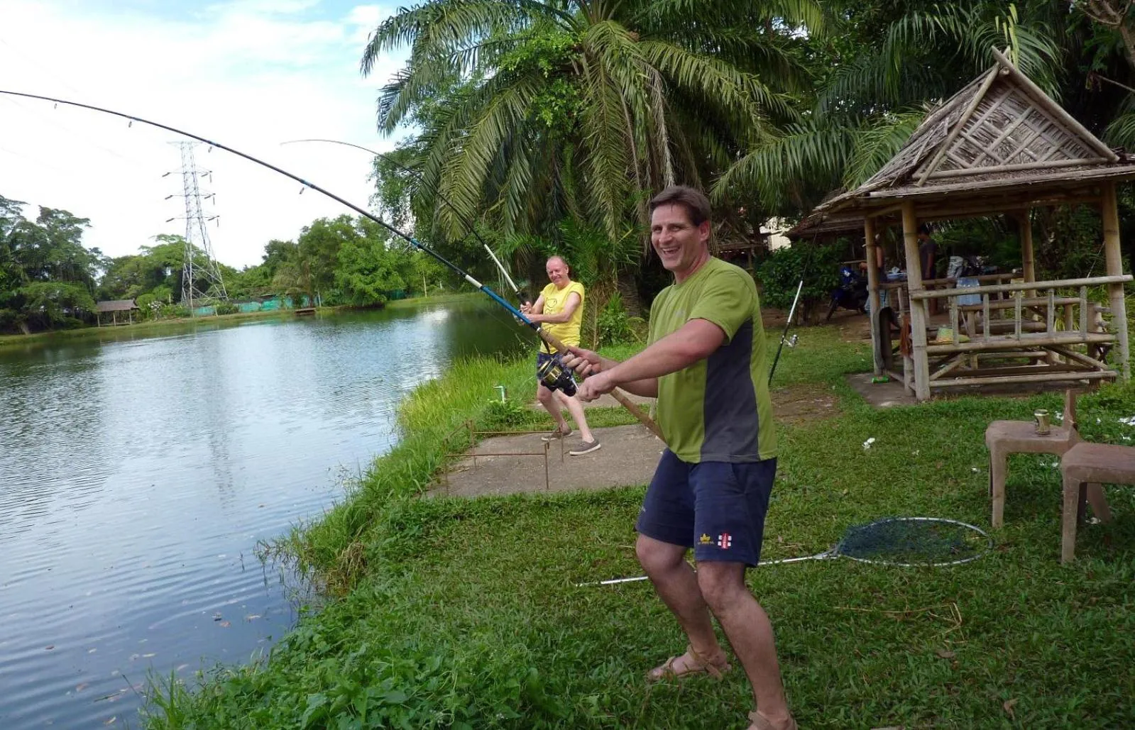 Fishing in Swiss Chalet Garden, Pool Resort