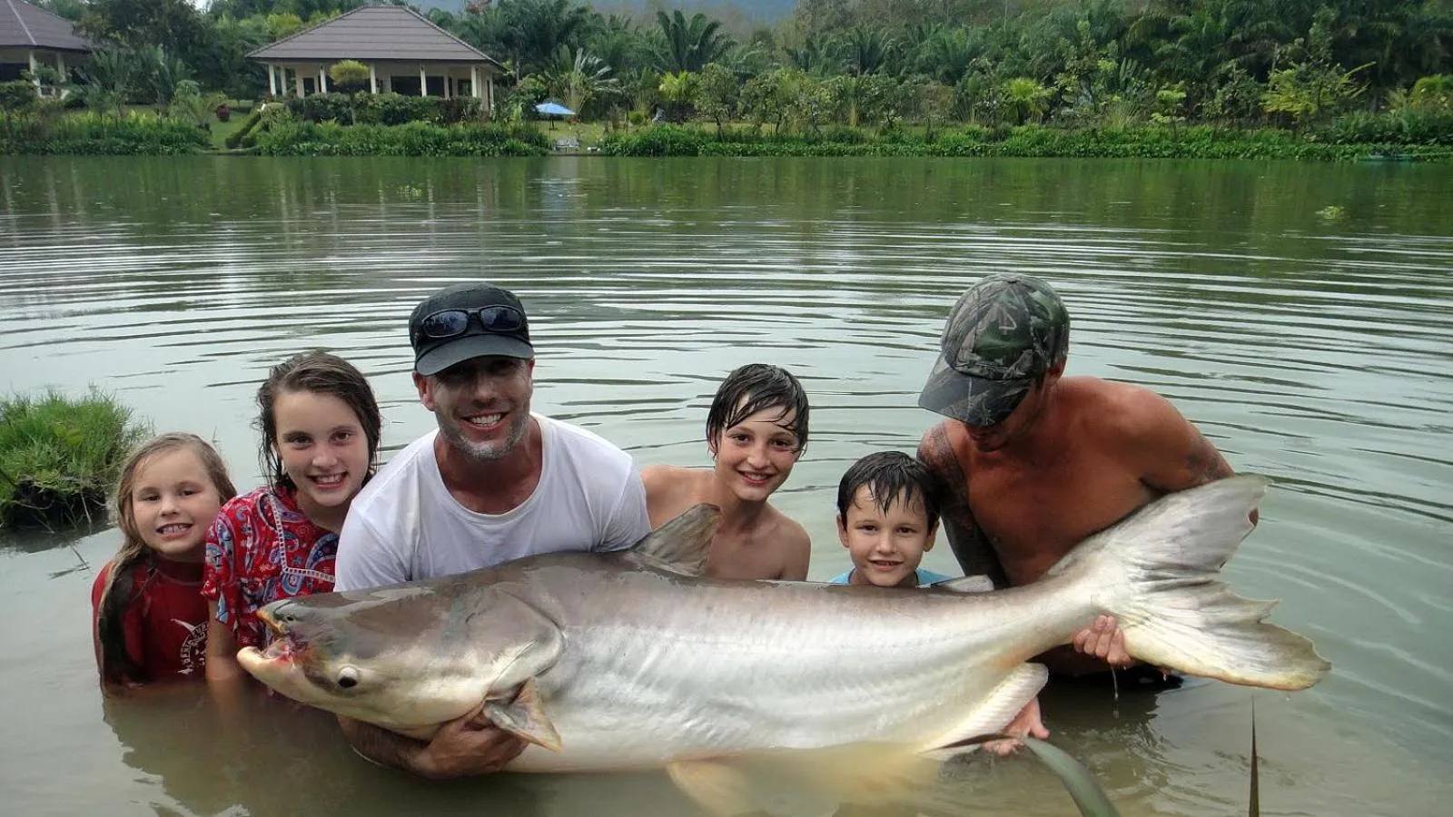 Fishing in Swiss Chalet Garden, Pool Resort