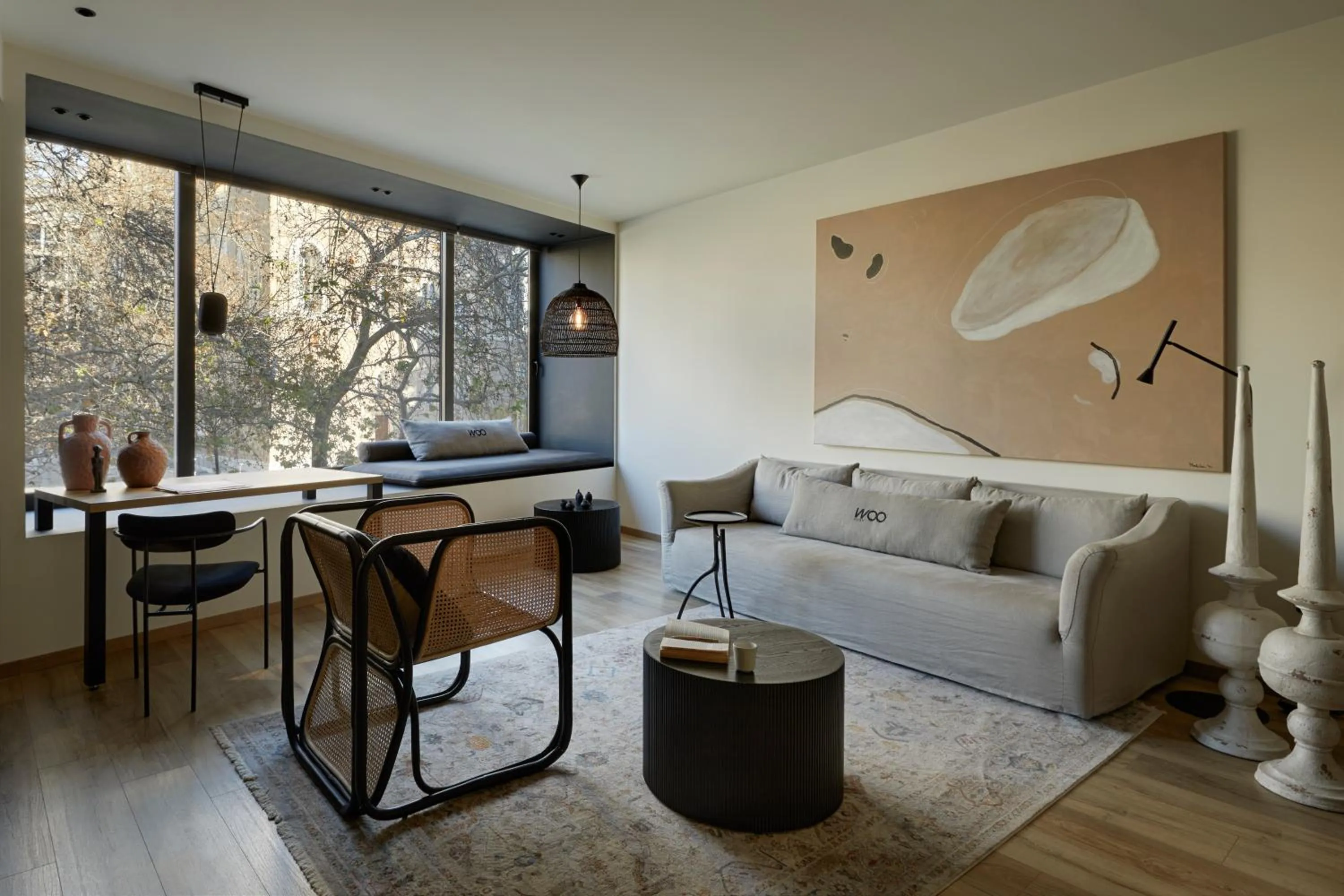 Living room in Athens Woo Suites