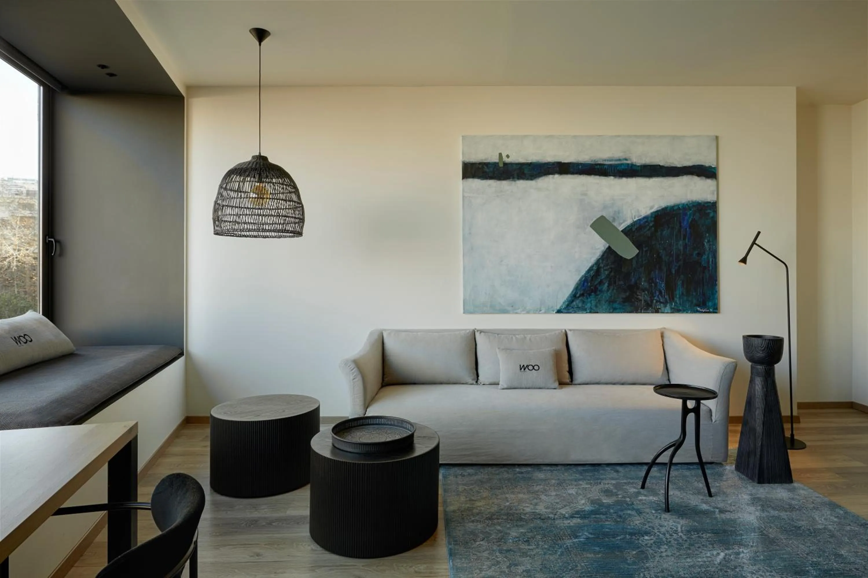 Living room in Athens Woo Suites