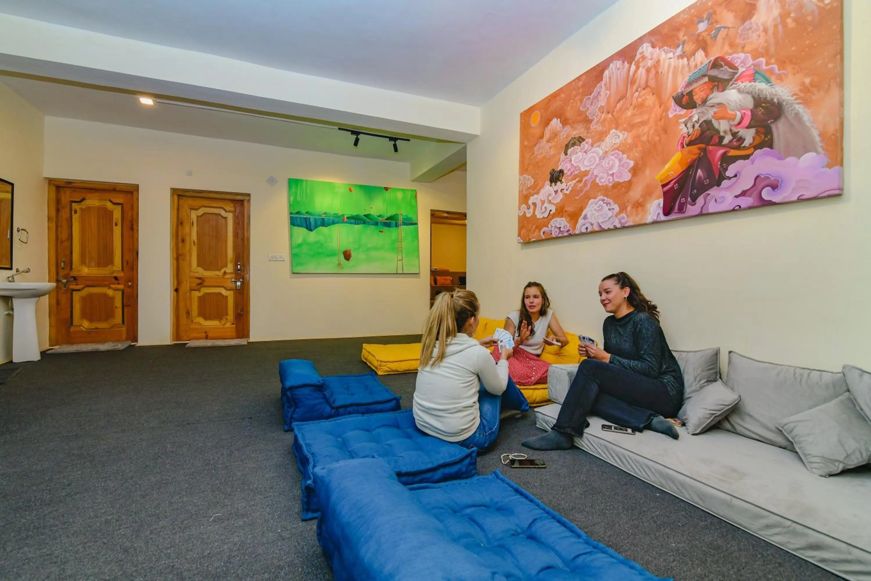 Seating area in Raybo Hostel - Serene stay with 5 mins walk from the main market