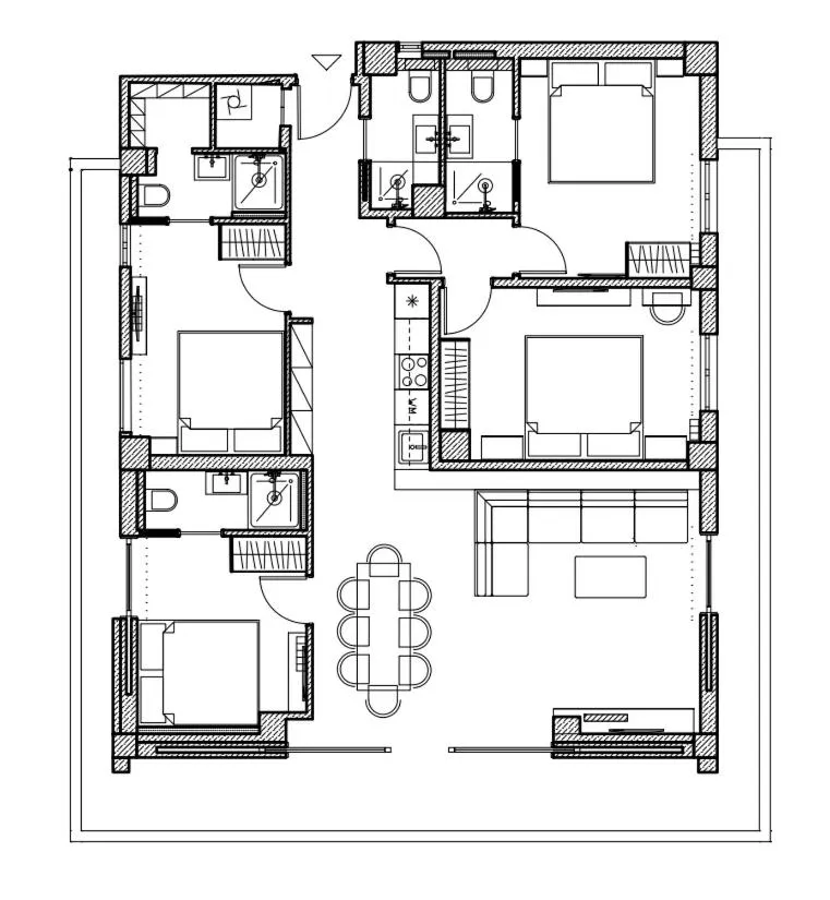 Floor plan in Ultra Chic Modern 4 Bedrooms Apartment in Athens