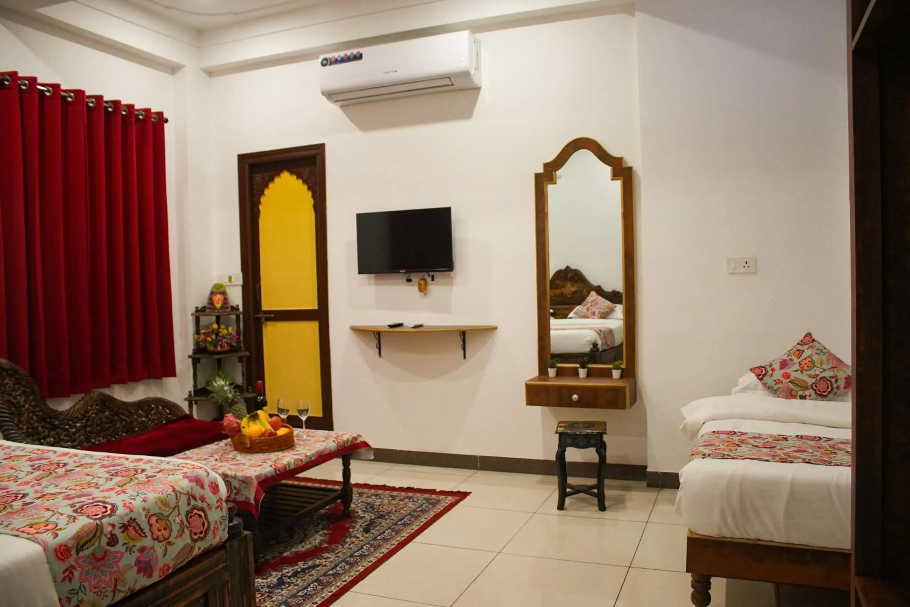 Communal lounge/ TV room, Bed in PETAL OF MEWAR - A Luxury Boutique Hotel