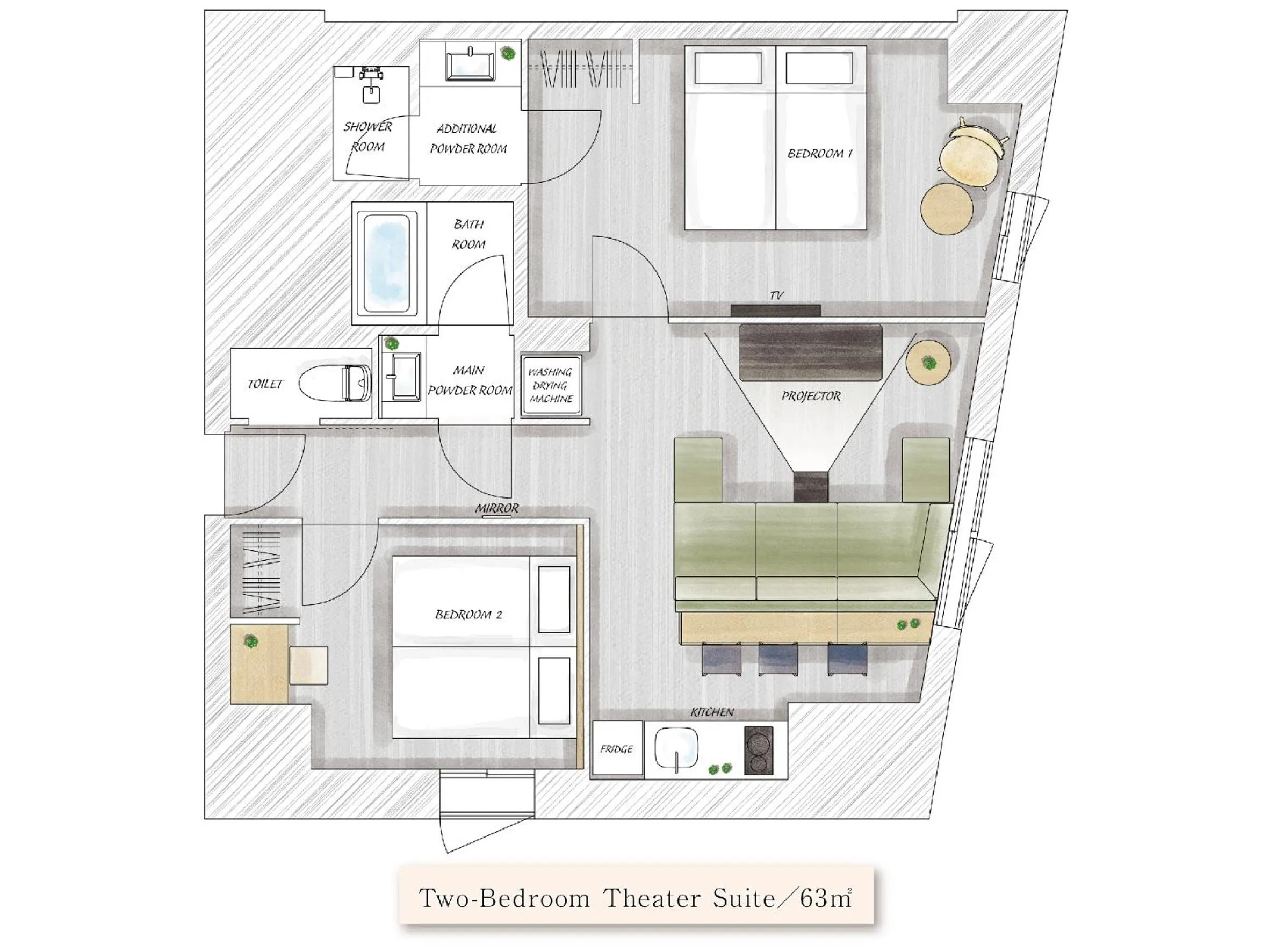 Floor plan in MIMARU SUITES Tokyo Asakusa