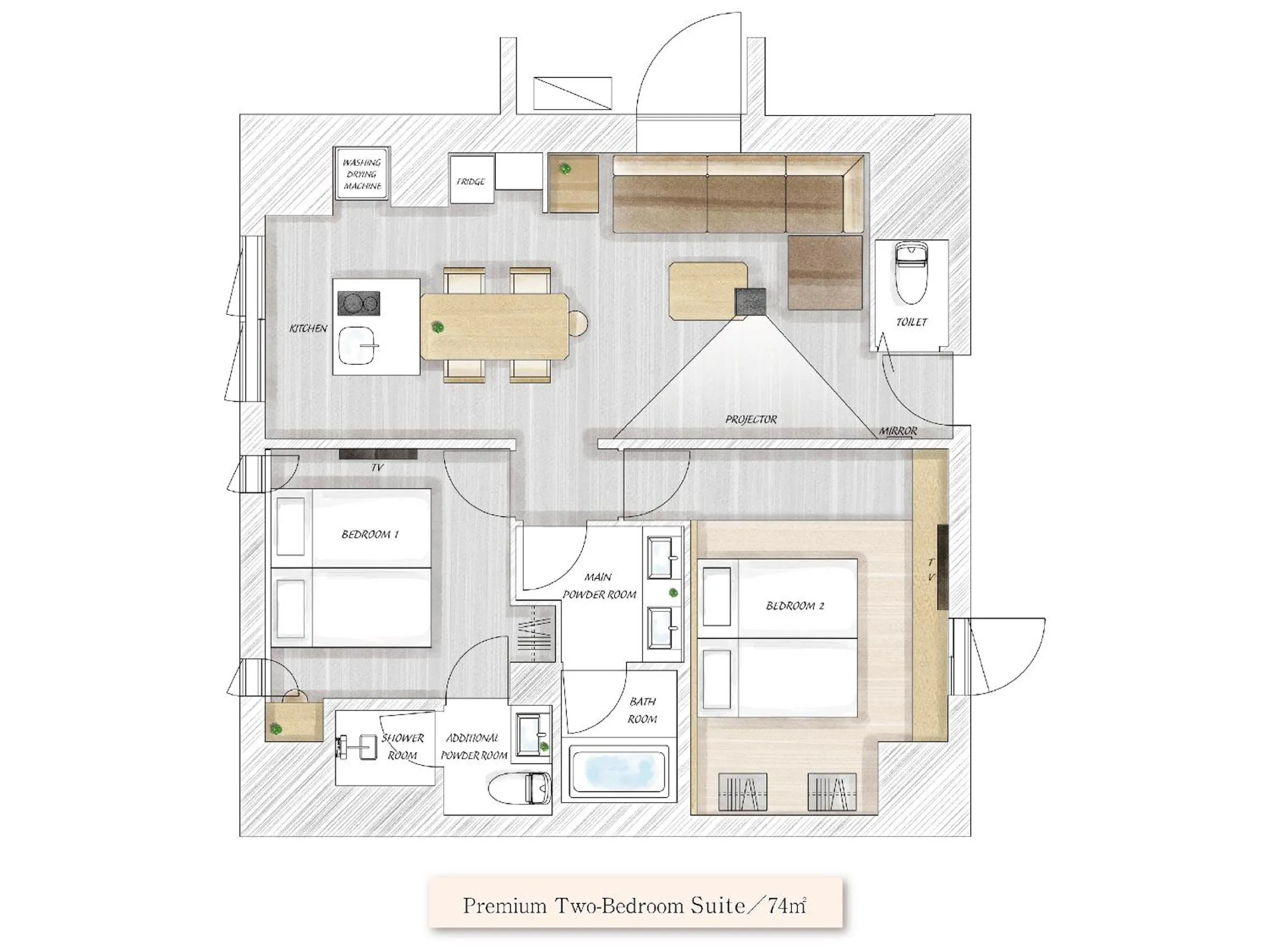 Floor plan in MIMARU SUITES Tokyo Asakusa