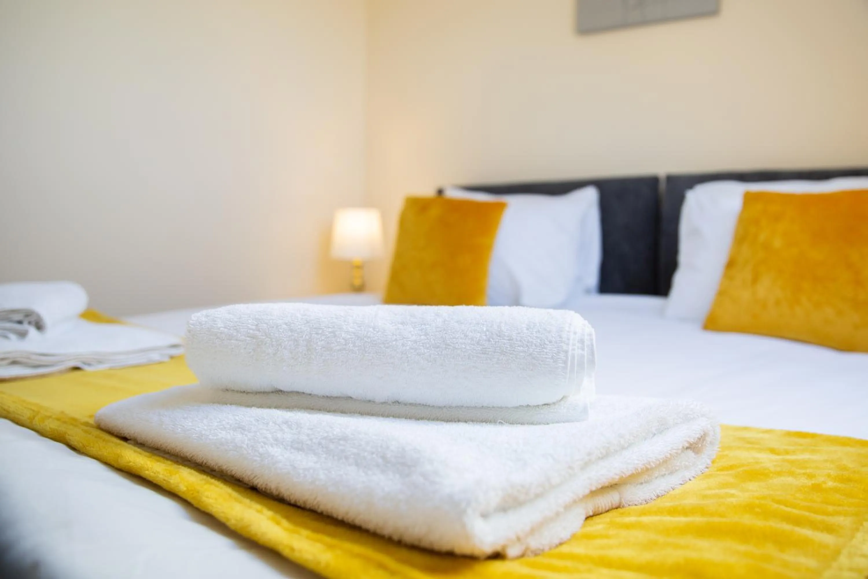 Bedroom, Bed in Velvet 1-bedroom penthouse, Clockhouse, Hoddesdon