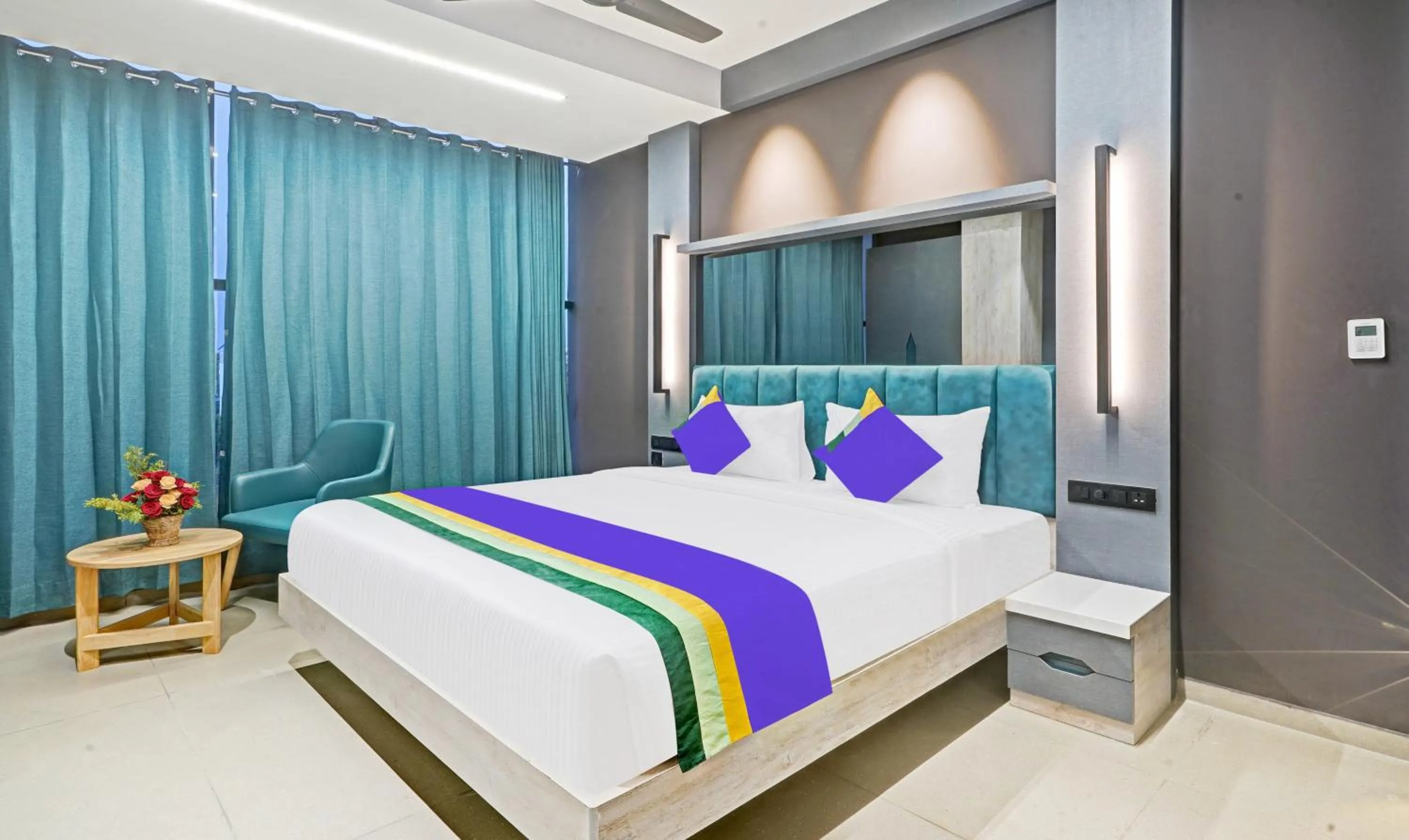 Bedroom, Bed in Treebo Premium La Orchid, Big Temple