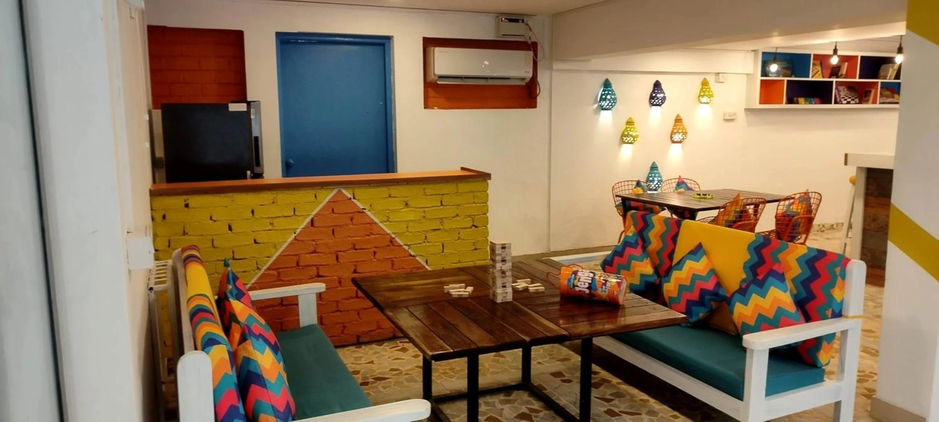Seating area in goSTOPS PLUS Goa, Vagator