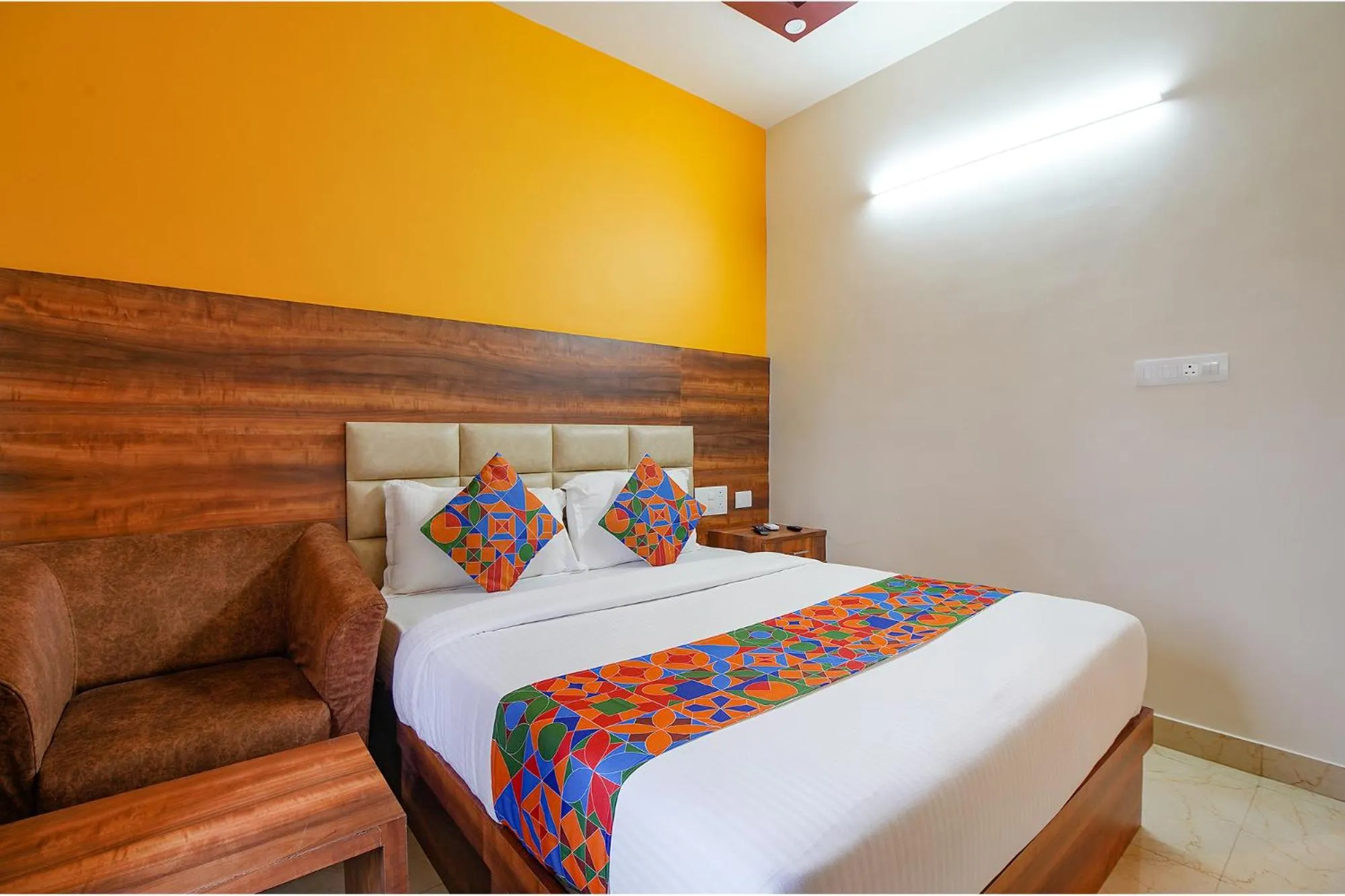 Bed in FabHotel Greenwood Xpress Inn - Nr Manipal Hospital