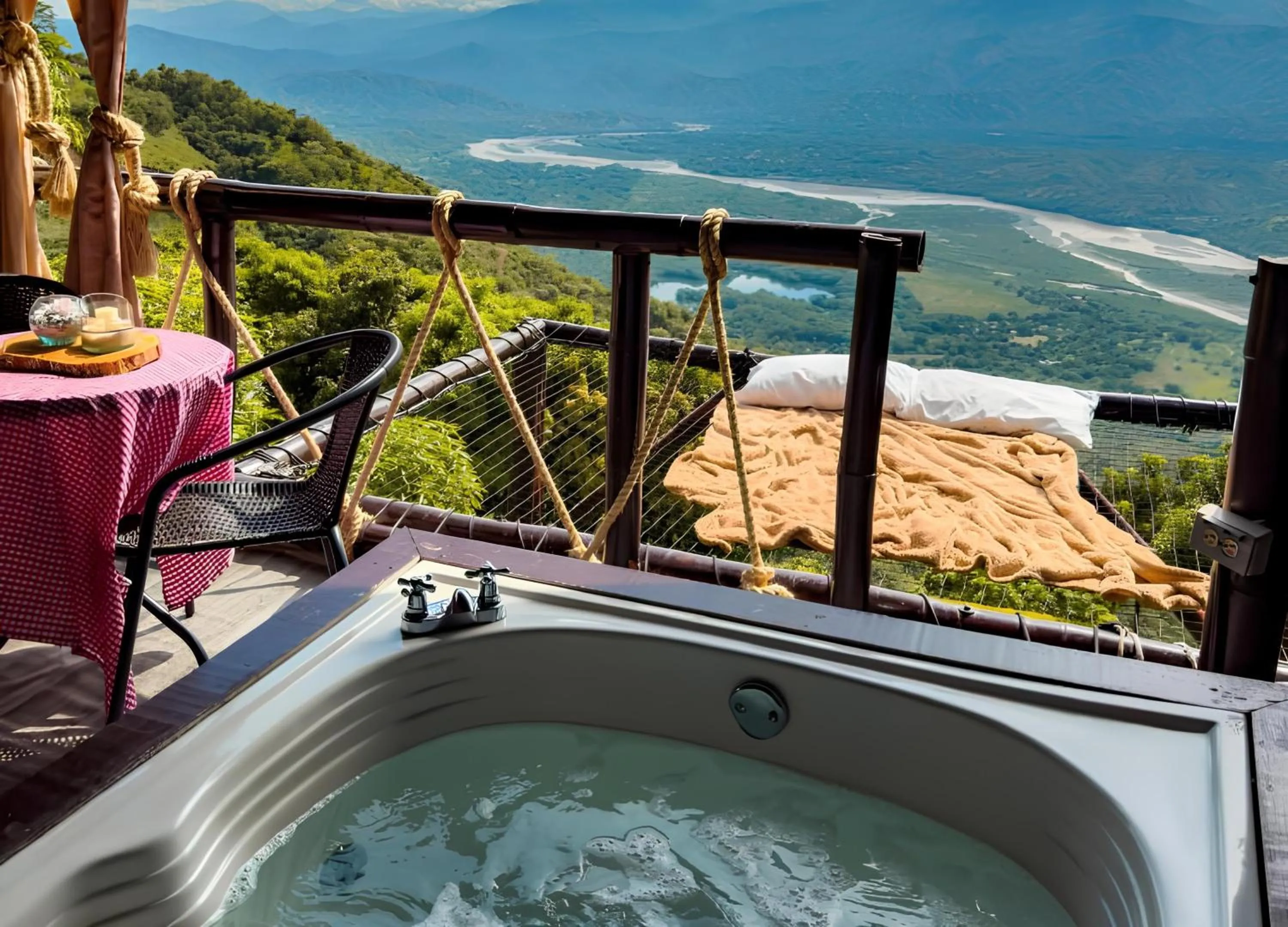 Hot Tub in Glamping Mirador Santa Fe-Sopetran