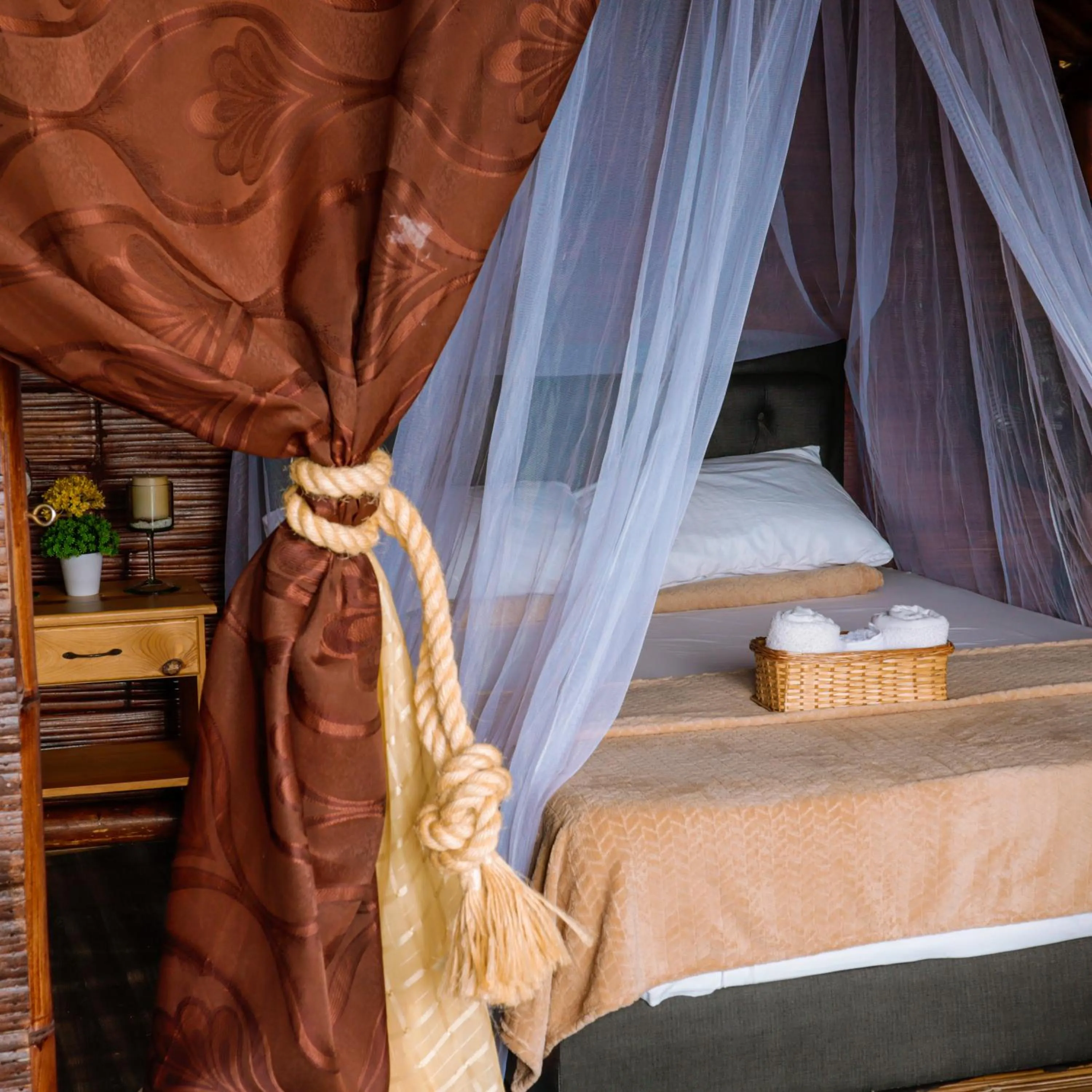 Bed in Glamping Mirador Santa Fe-Sopetran