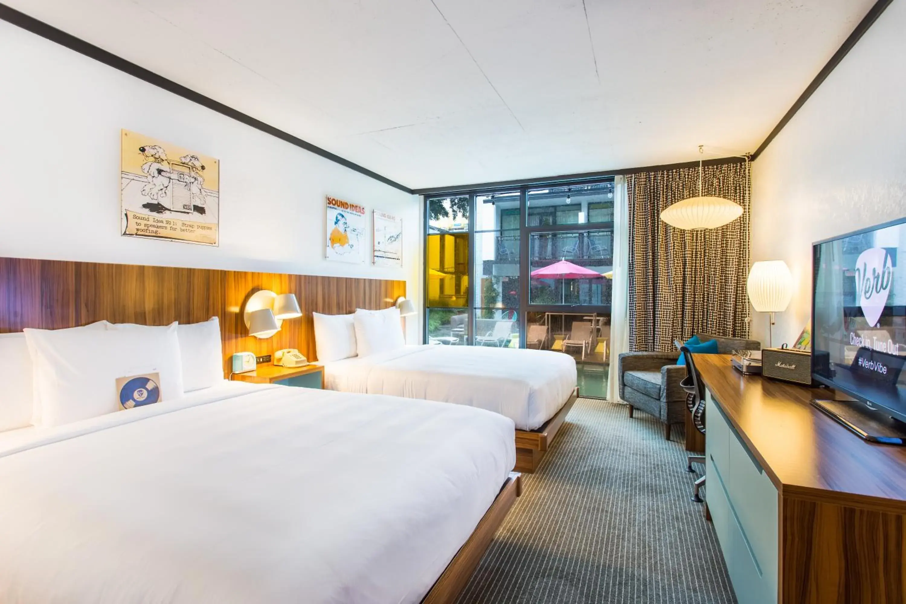 Queen Room with Two Queen Beds and Pool View in The Verb Hotel Queen Room with Two Queen Beds and Pool View in The Verb Hotel