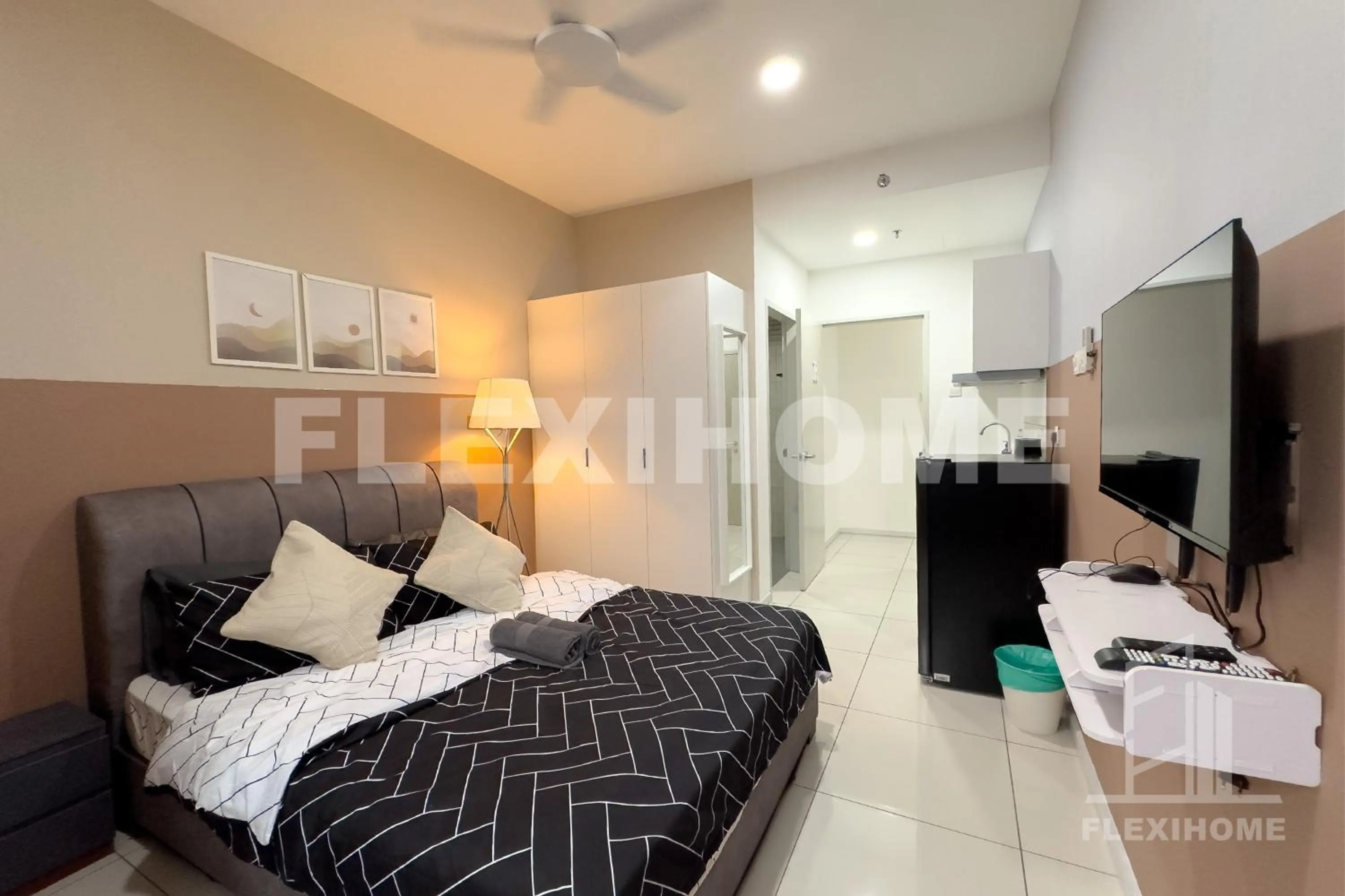 Bed in KLIA-KLIA 2, Comfy Studio, Horizon Suites Sepang-Dengkil by Flexihome-MY