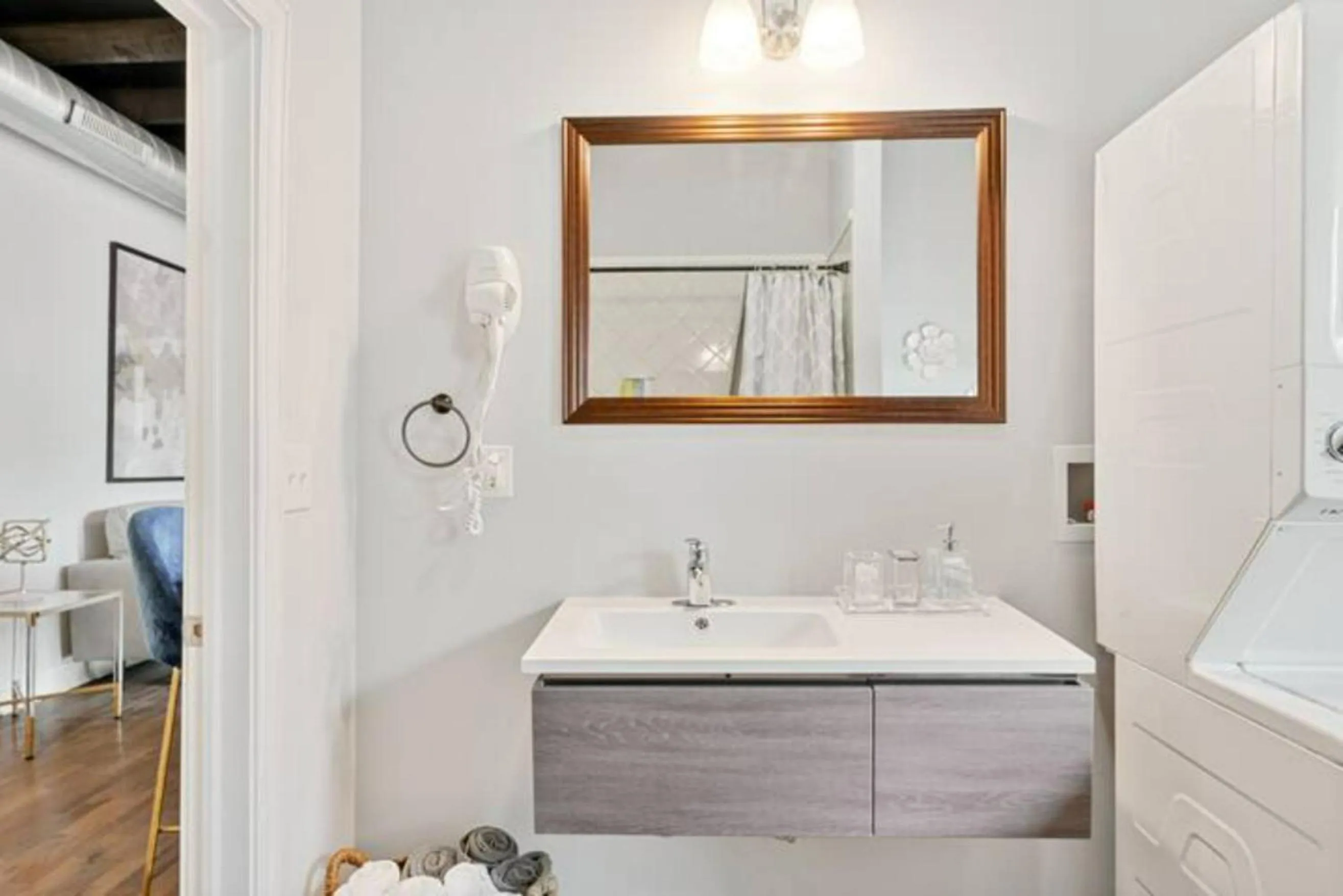 Bathroom in Upscale Luxury Suites Minutes From Center City