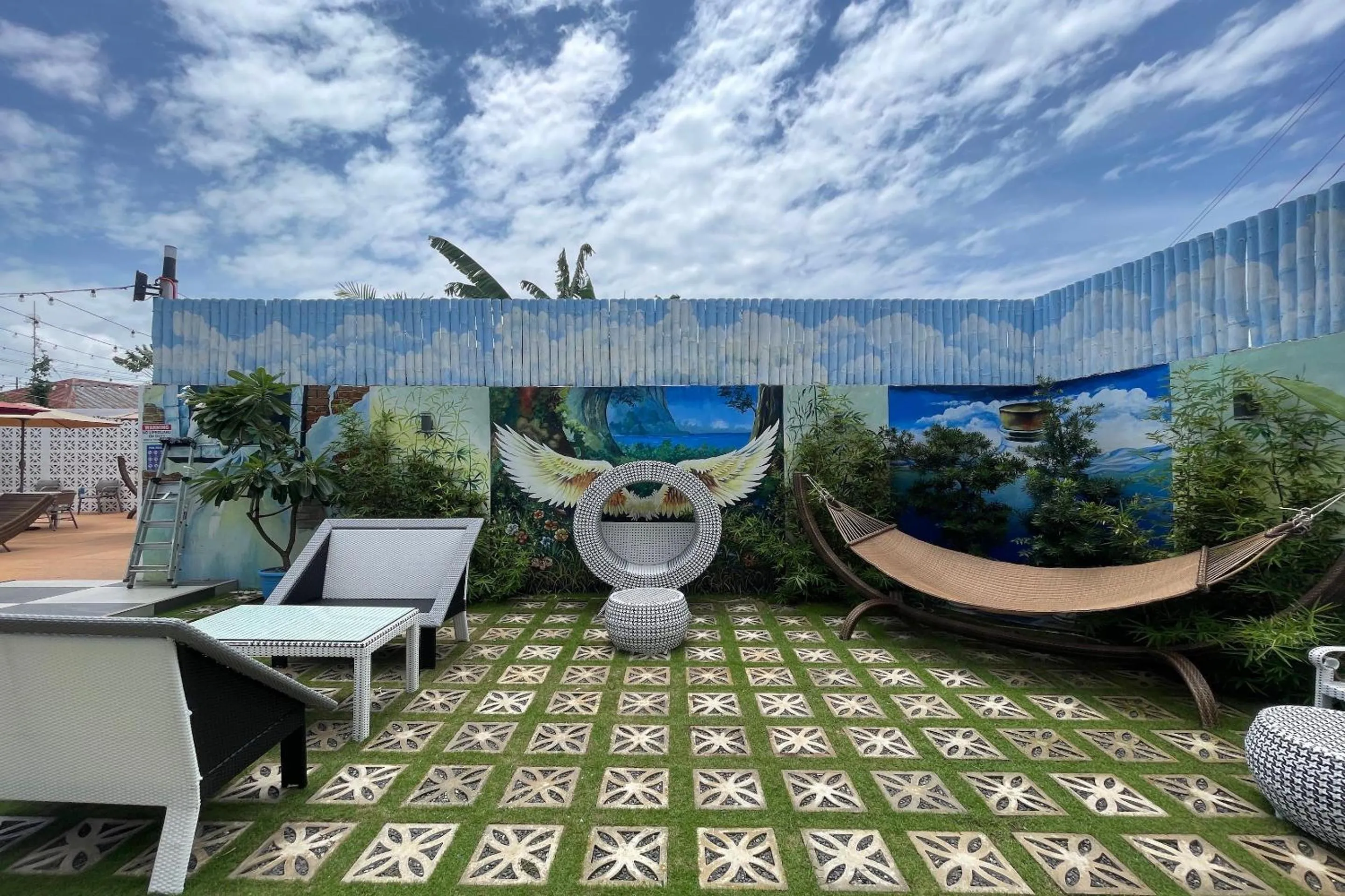 Seating area in Attic Capsule Hotel