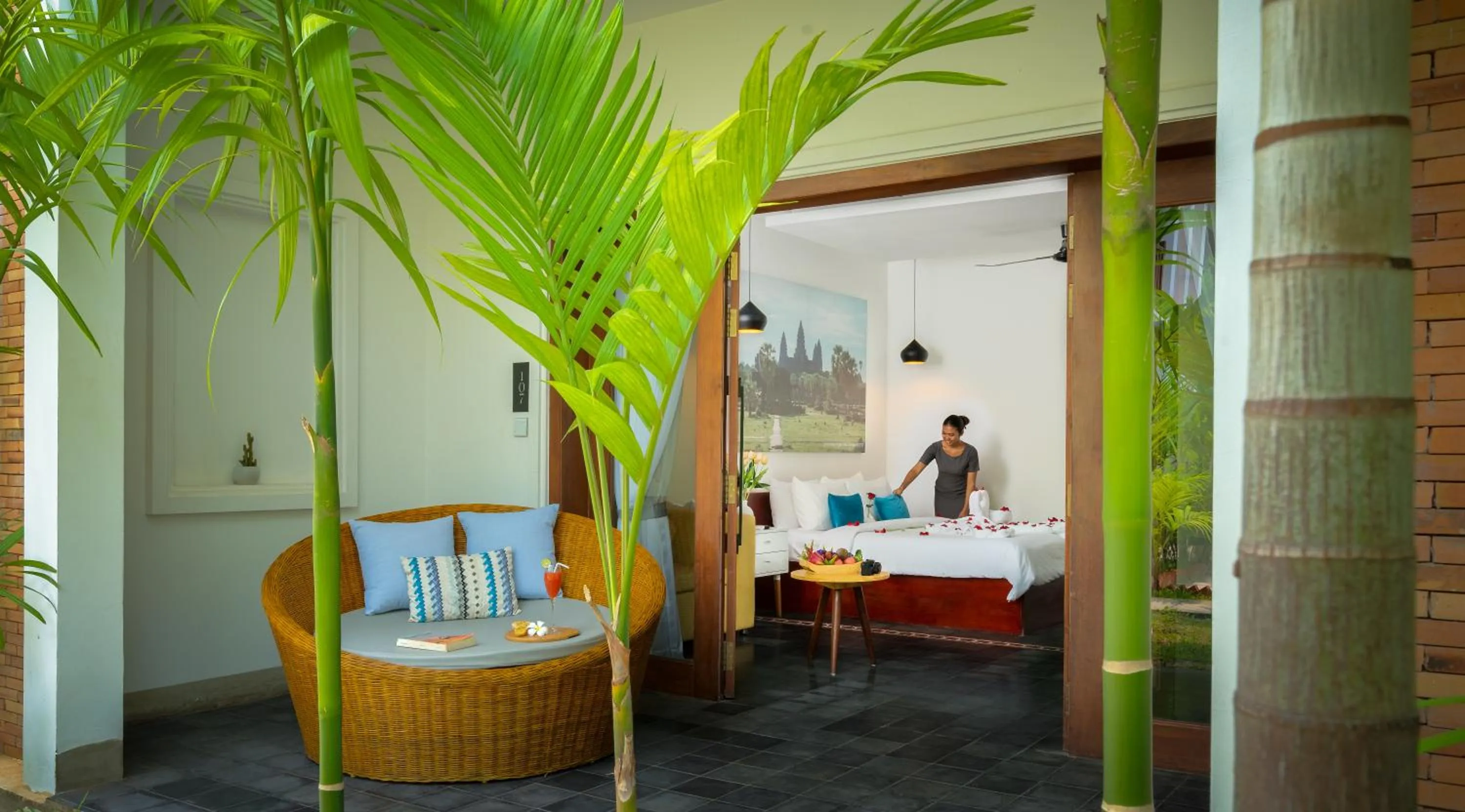 Bed in Bopha Watbo Residence