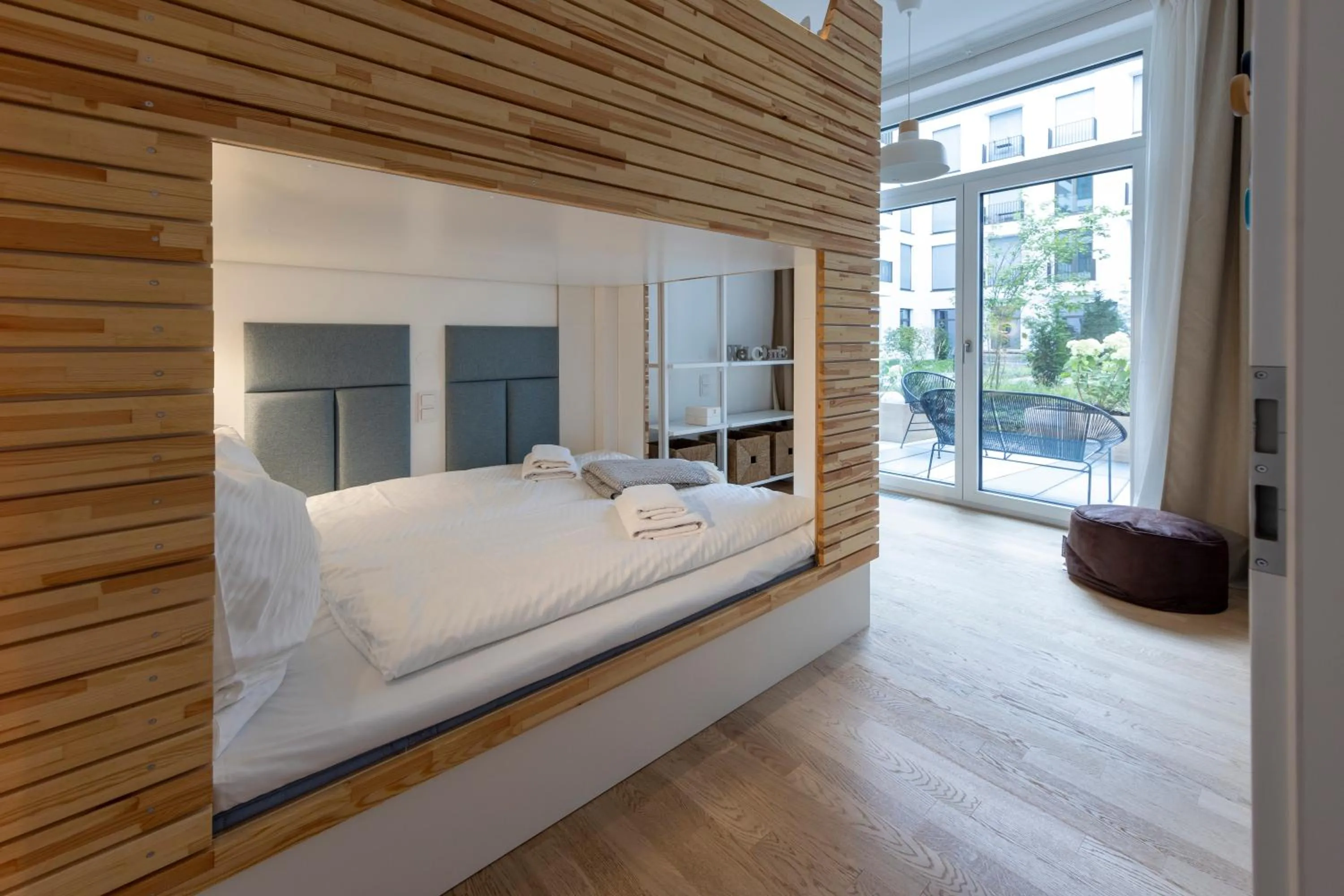 Patio, Bed in Pure Berlin Apartments - Luxury at Pure Living in City Center
