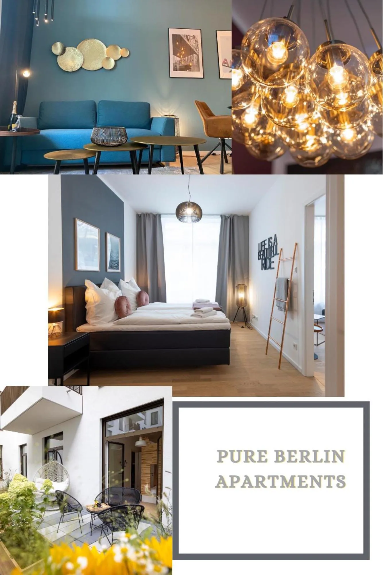 Living room, Bed in Pure Berlin Apartments - Luxury at Pure Living in City Center