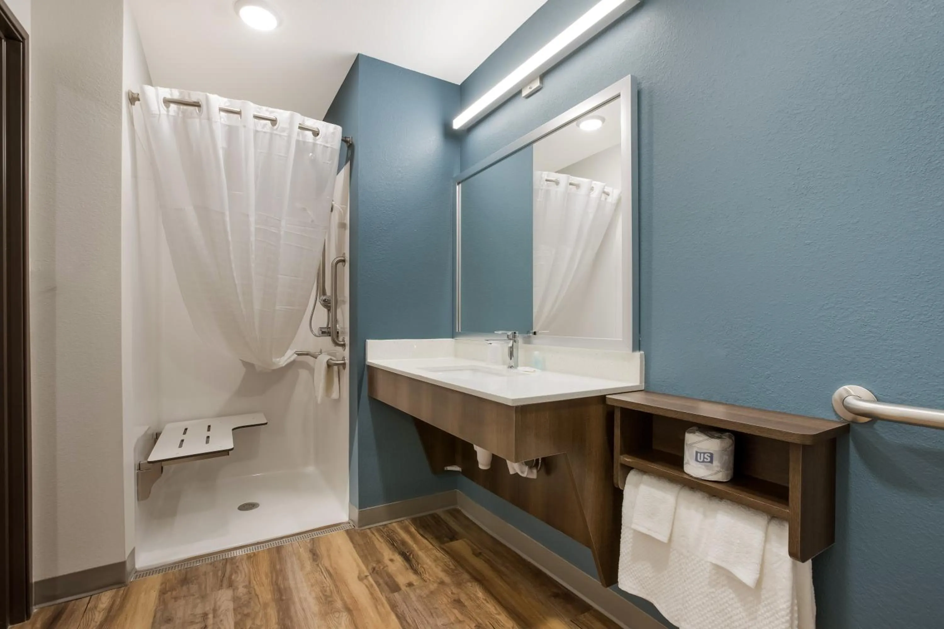 Bathroom in WoodSpring Suites West Palm Beach