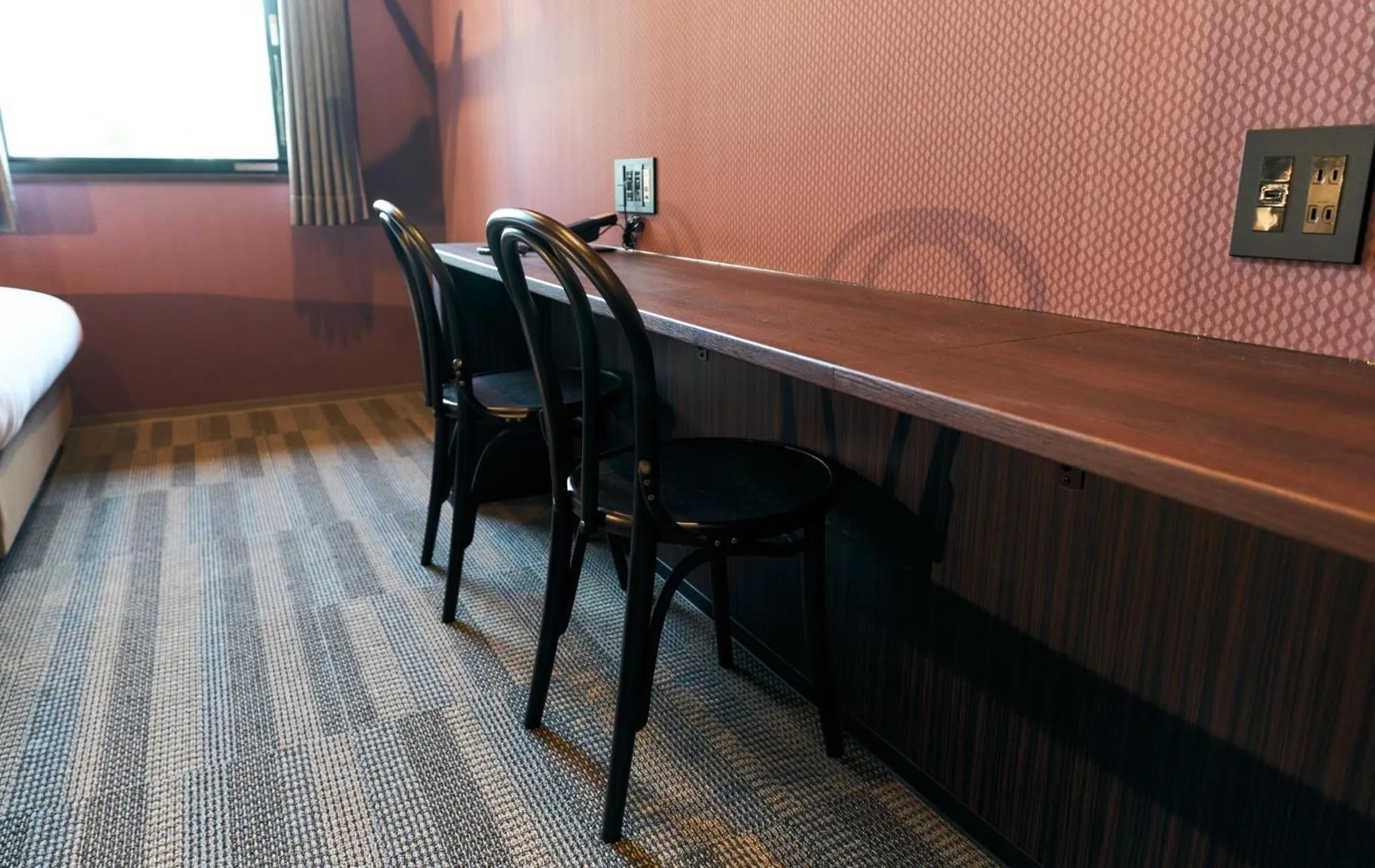 Bed in Rakuten STAY Kokura Station Standard Twin Room with counter table