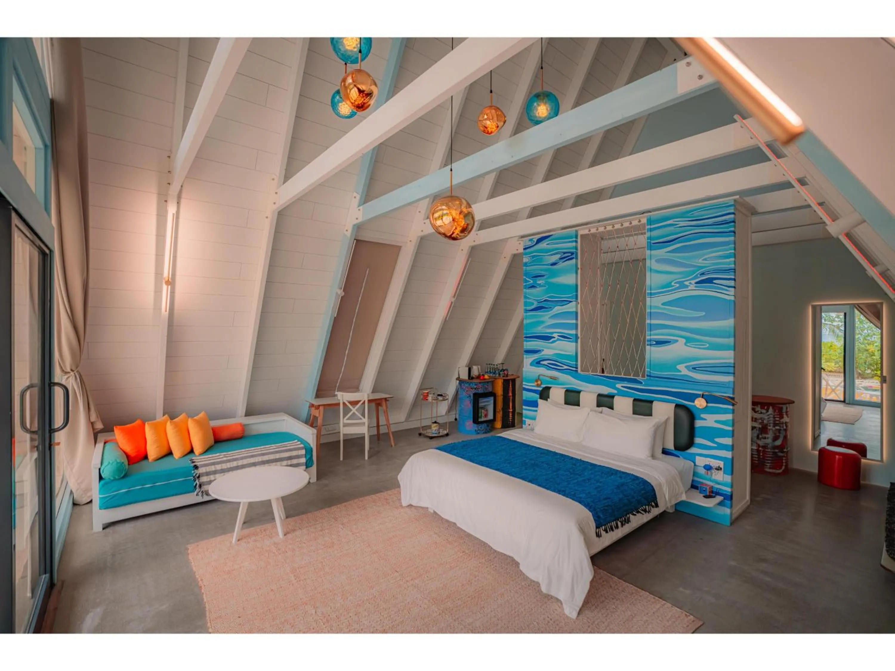 Bed in Oaga Art Resort Maldives - Greatest All Inclusive Plan with Free Speedboat Round-trip