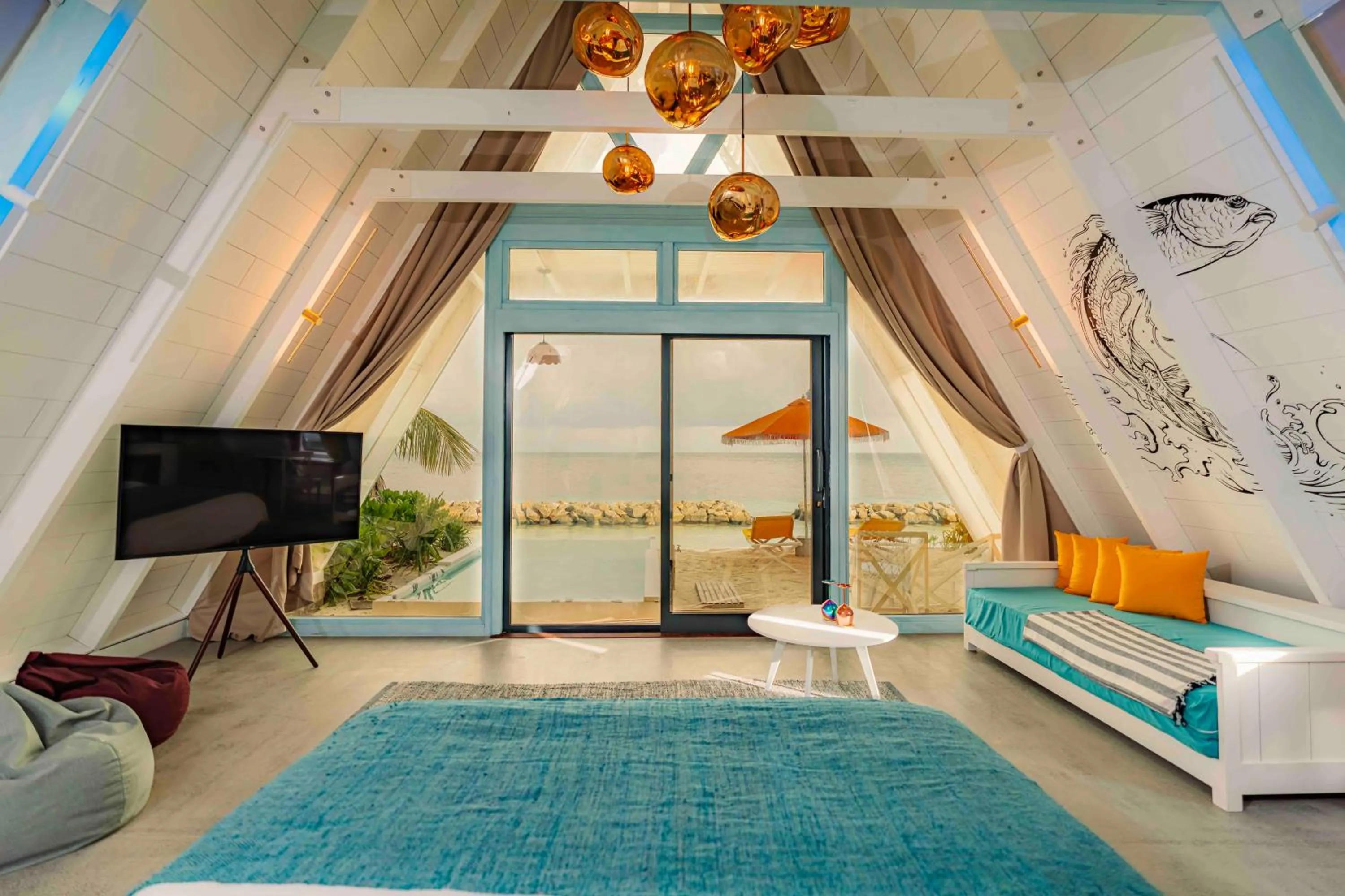 TV and multimedia, Bed in Oaga Art Resort Maldives - Greatest All Inclusive Plan with Free Speedboat Round-trip