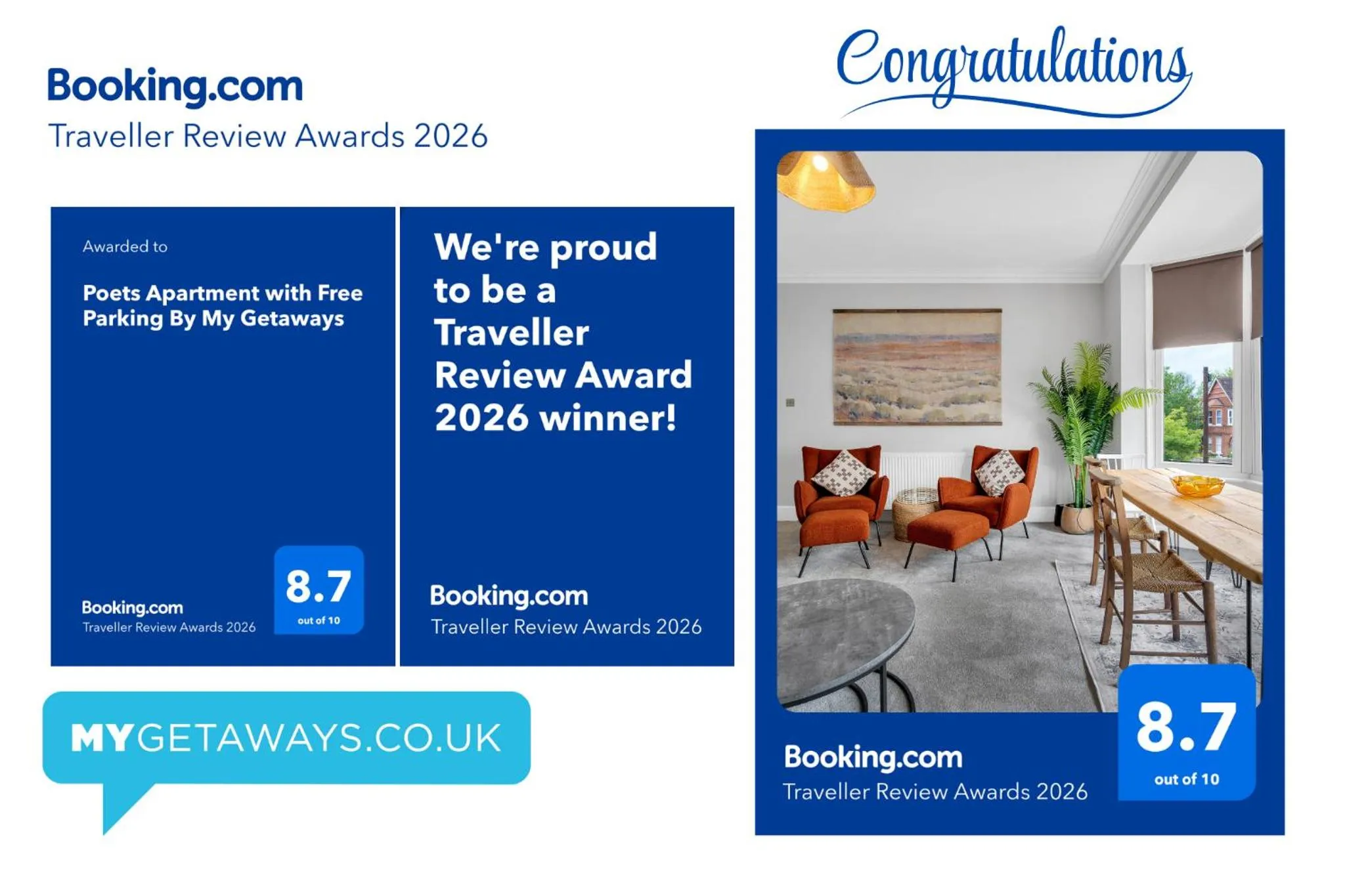 Poets Apartment with Free Parking By My Getaways