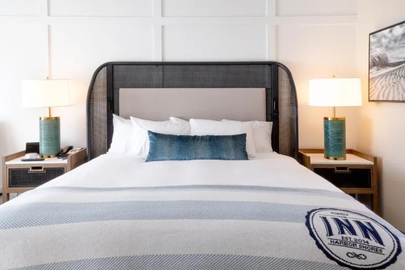 Bed in The Inn at Harbor Shores